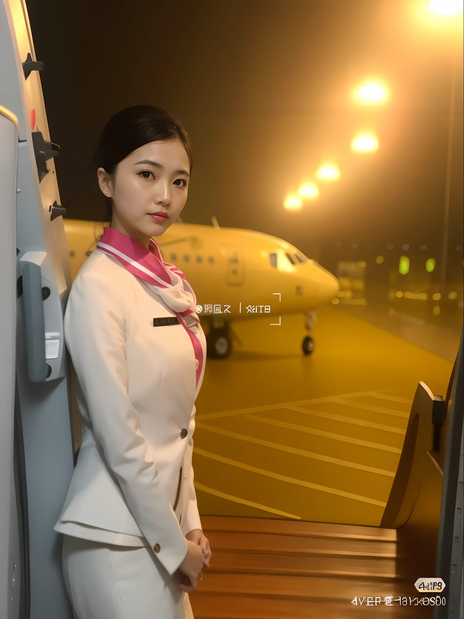 Asian woman in white suit standing in front of the plane, Li Zixin, xintong chen, wenfei ye, jinyiwei, lulu chen, xue han, zmonzheng, Yun Ling, 3 0 years old woman, 30 year-old woman, 4 8 0 p, 480p, Gorgeous lady, Wu Liu