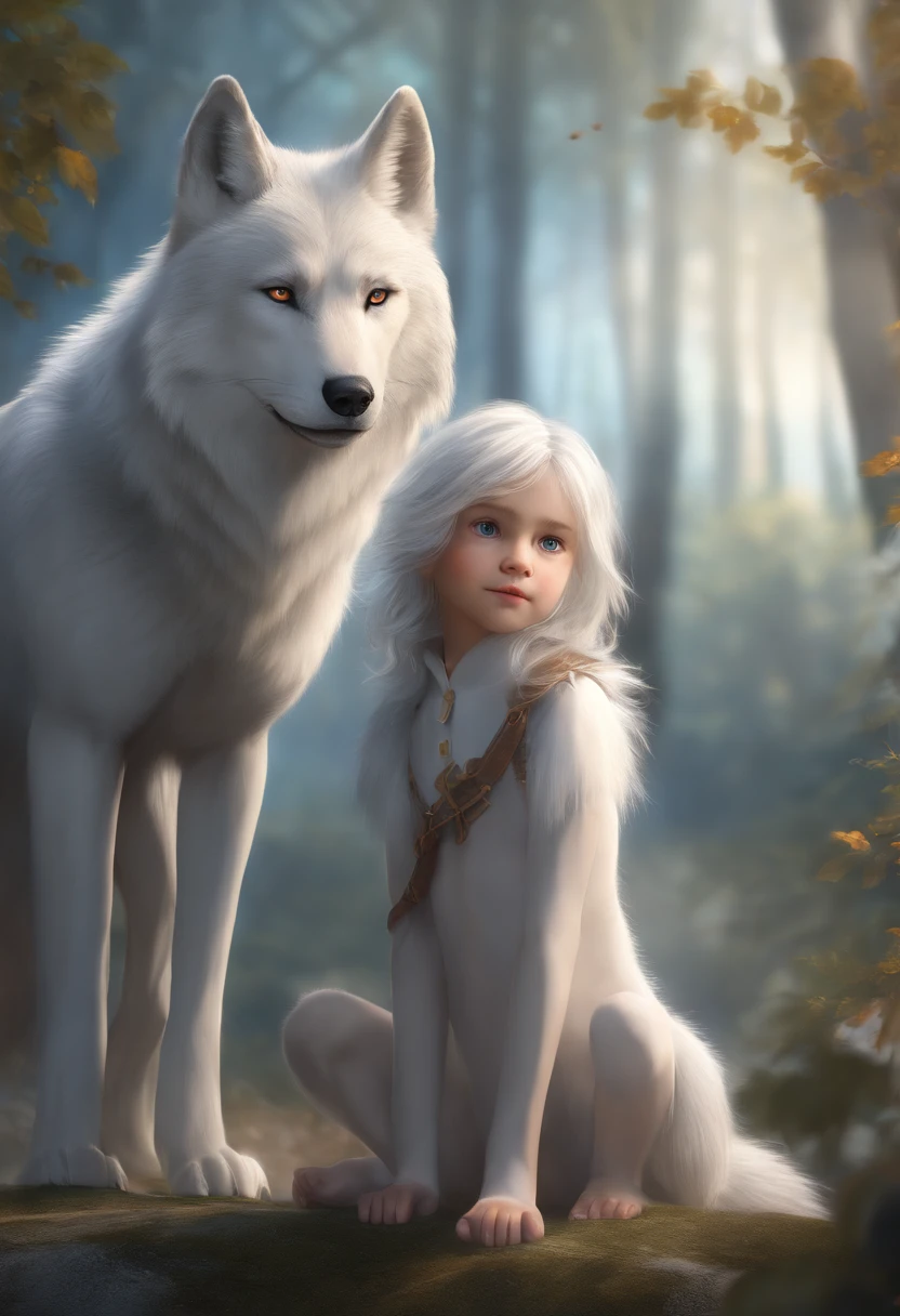 (masterpiece:1,2),best quality, masterpiece, highres, original,(extremely detailed CG:1.2),
wolf,1boy,(child:1,21),(lovely),white hair, light blue body,orange eyes, white tail,blue ears,(full body), barefoot,