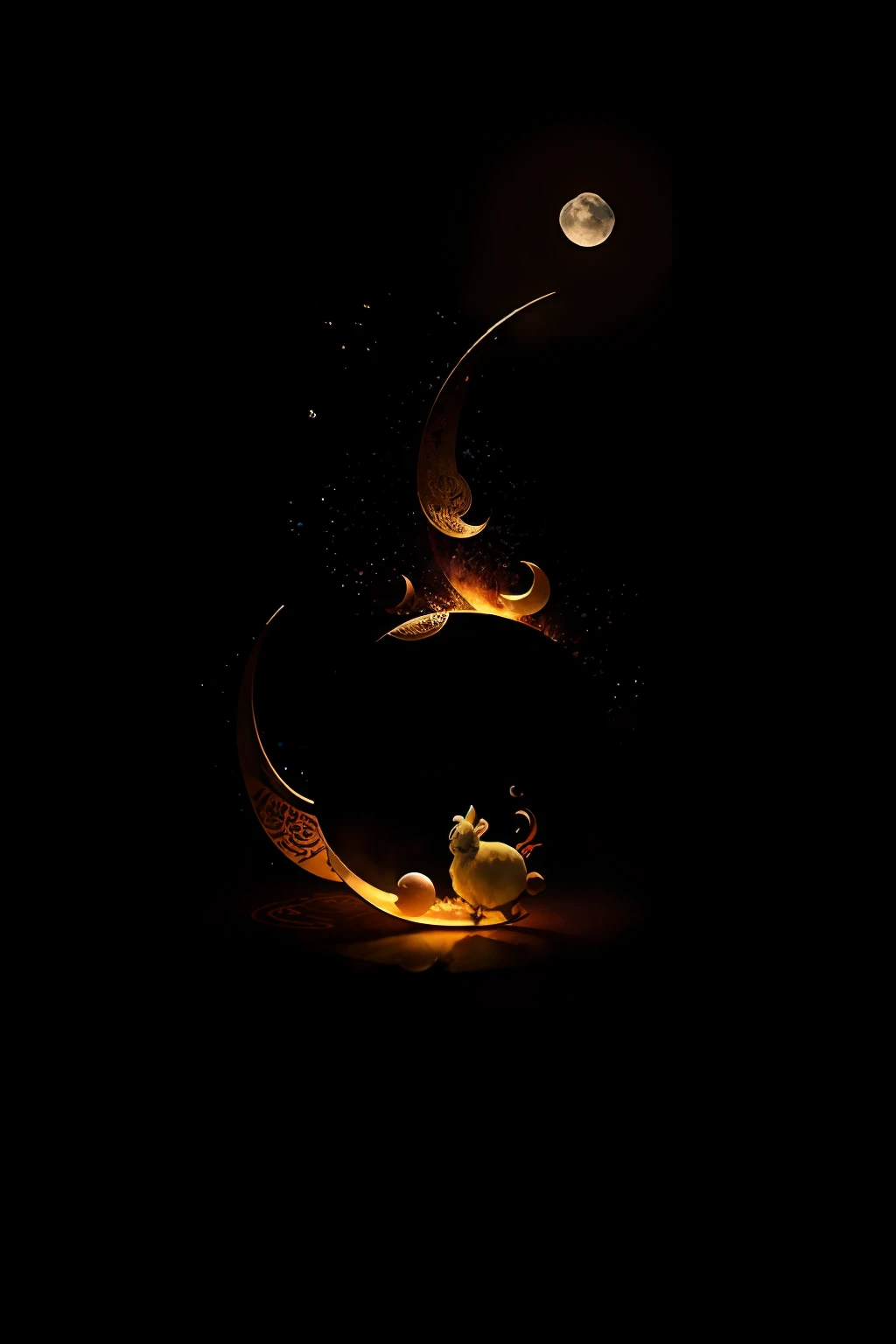 Solo,Mid-Autumn Festival ,Jade Rabbit Chang'e,jubilation,Moon cake,nigh sky,fine art photography,(Movie Angle: 1.2),(Best quality, Detailed details, Masterpiece, offcial art, movie light effect, 4K)