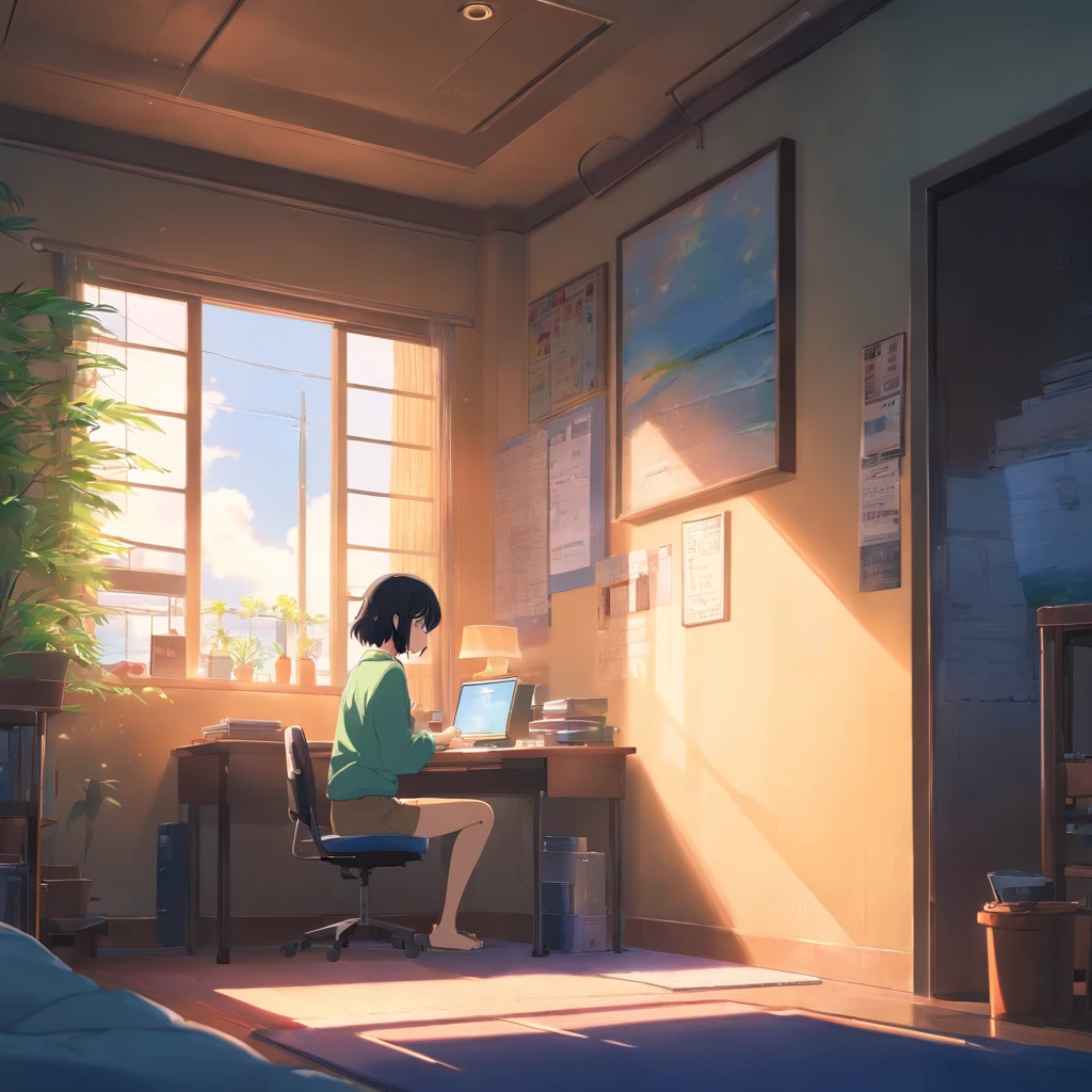 Masterpiece, Best quality, cinematic Film still from, 1 adolescent female, frontage, Black hair, room interior,The background of the details, Bright, Dark and eerie environment,A ray of light