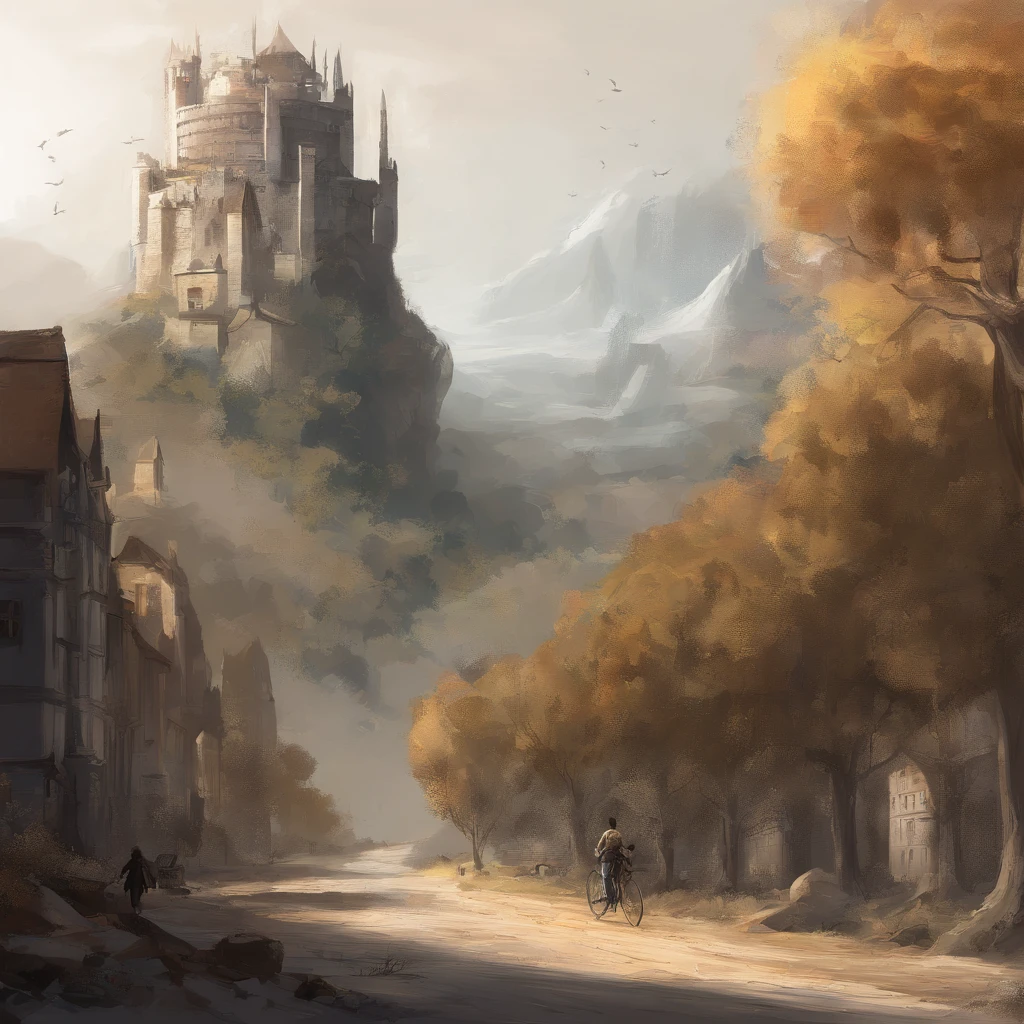 Rubia, Cinematic, Ultra realistic, --w 3840, --h2160, Perspective Photo, Draw more realistically, Walls around, The One Towers, See the tower at the end of the road, Inspired The Lord of the Rings, See the load,