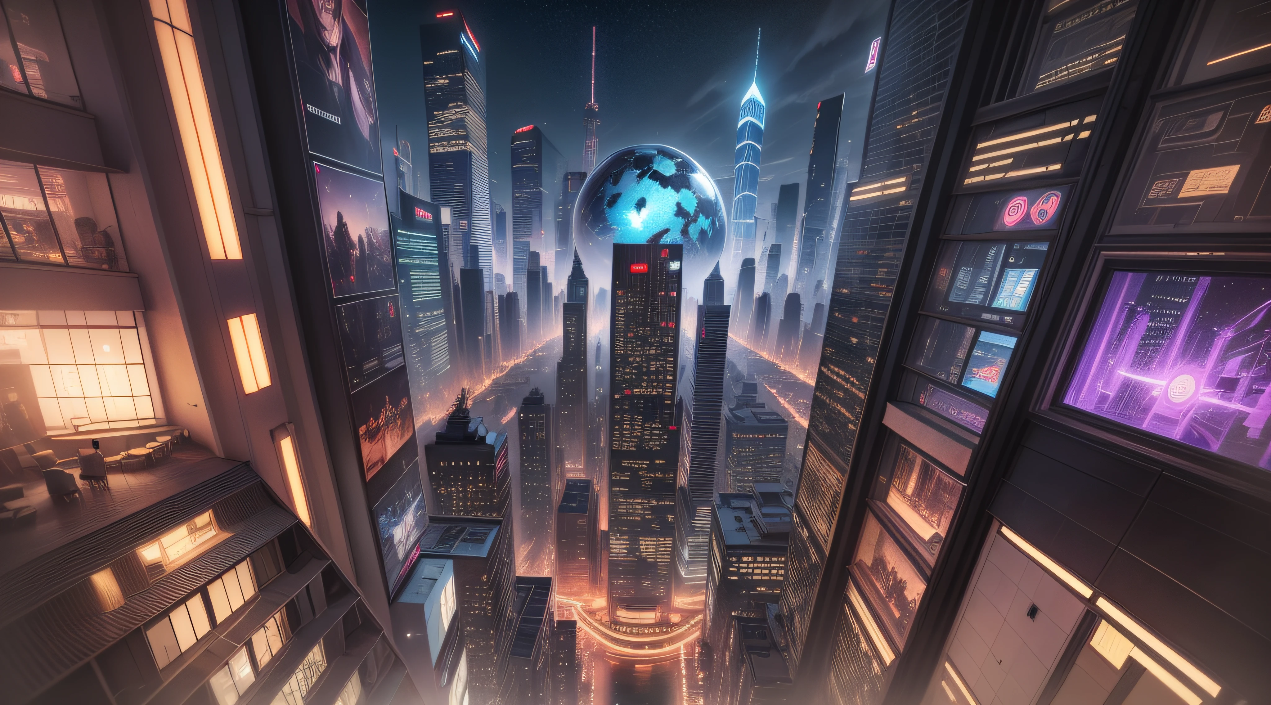 (top-quality,tmasterpiece,超A high resolution８K),(cyber punk perssonage,Cidade futuristica),(Dream, sfv),(epcot),(skyscrapper),{Chinese-style architecture blends with skyscrapers}
