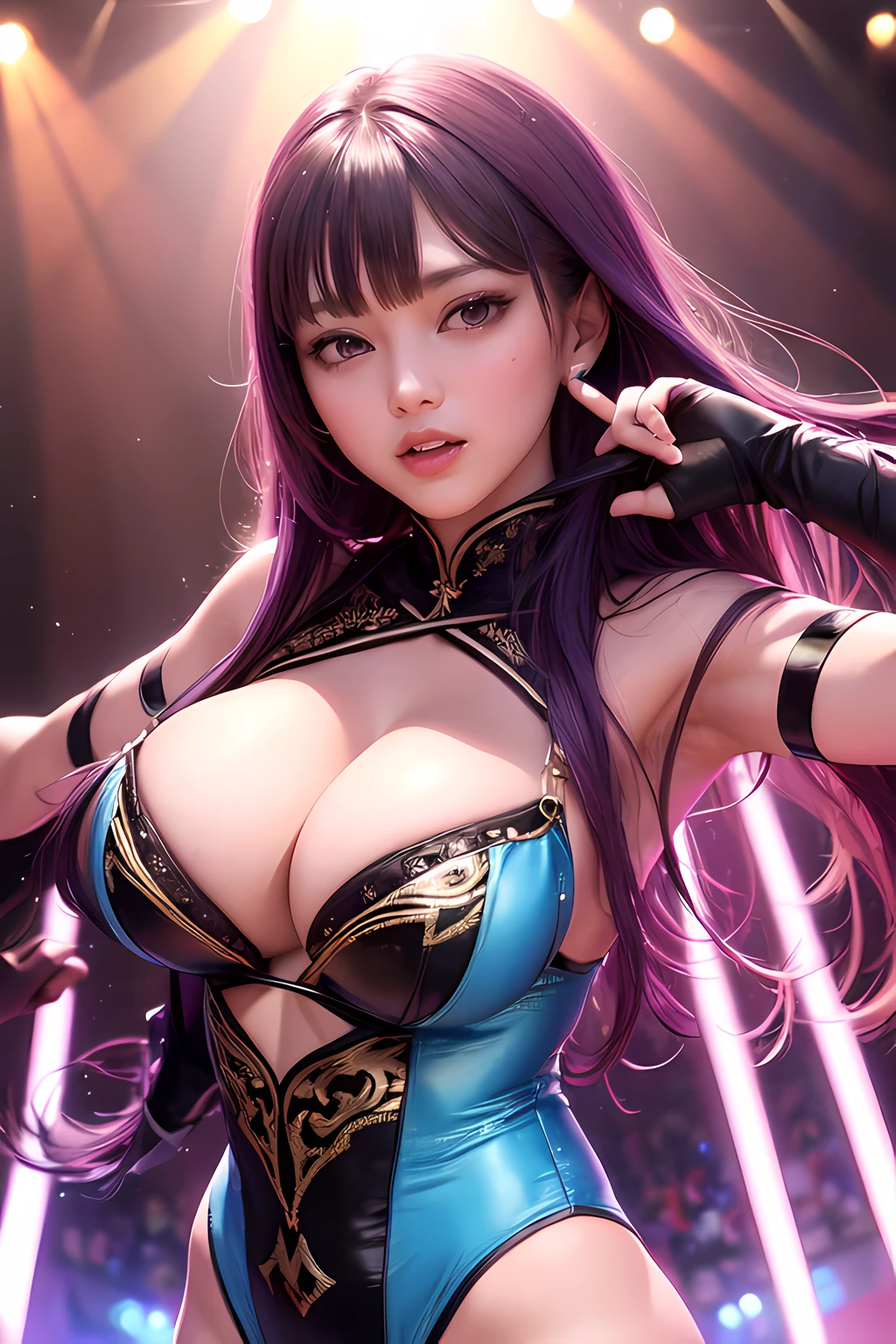 (best quality,4k,8k,highres,masterpiece:1.2),ultra-detailed,(realistic,photorealistic,photo-realistic:1.37),Cutest,Cute girl,solo,mesugaki,Beautiful face,Beautiful eyes,Beautiful hair,Beautiful skins,Colorful lights flickering violently,A flood of beaty music,In sexy outfits,Pole dancing on stage,Dynamic Actions,portrait,dynamic lighting,vibrant colors,energetic,fast-paced tempo,fluid movement,striking poses,expressive faces,enthusiastic crowd,multi-colored light beams,strobe lights,lasers,pulsating colors,exaggerated expressions,dramatic atmosphere,high-energy performance,smoky stage effect,loud applause,synchronized choreography,mesmerizing dance moves,confident and seductive gazes,alluring costumes,interactive audience,flowing hair,festive atmosphere,electrifying atmosphere,dancing shadows,techno beat,eclectic mix of music genres,spinning and twirling,mid-air jumps and flips,entrancing stage presence,energetic body language,raucous cheers and whistles,sweat glistening on bodies,intense music and movement,thrilling acrobatics,provocative poses,lively energy,exceptional talent and skill,mysterious mood,breathtaking moments of suspension and weightlessness,stage lights illuminating the performers,feeling the music in every fiber of the body.