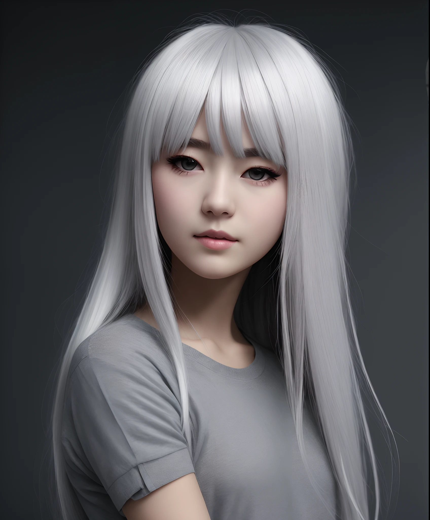 Two-dimensional beauty white hair