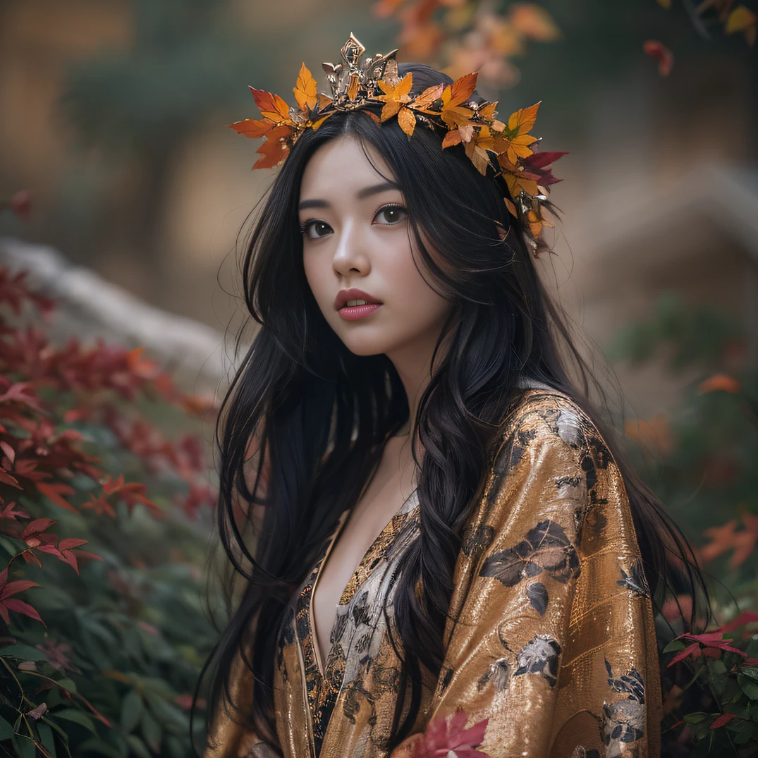 32K（tmasterpiece，k hd，hyper HD，32K）Long flowing black hair，Hermes Orange Park，Girls of love ，Flame protector（realisticlying：1.4），Python pattern robe，Purple-pink tiara，The leaves flutter，The canyon background is pure，Hold your head high，Be proud，The nostrils look at people， A high resolution， the detail，autumnal， RAW photogr， Sharp Re， Nikon D850 Film Stock Photo by Jefferies Lee 4 Kodak Portra 400 Camera F1.6 shots, Rich colors, ultra-realistic vivid textures, Dramatic lighting, Unreal Engine Art Station Trend, cinestir 800，Hold your head high，Be proud，The nostrils look at people