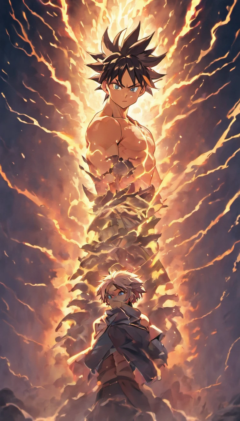 songoku is extremely instinctive, cool, cold eyes, eyes with lightning, full body, energy radiating from the body, (thunder surrounds the body), hair like fire, super detailed, extremely realistic, extremely realistic, 8k
