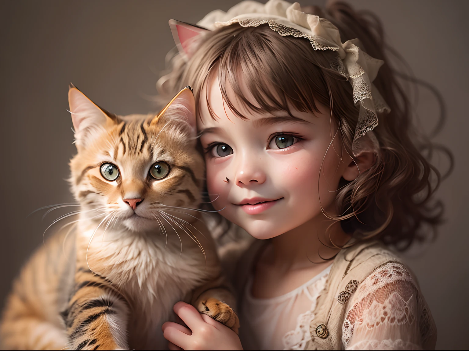 3 year old girl and cat