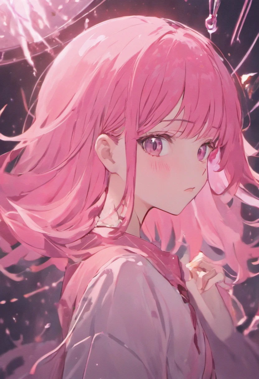 Pink hair,Long hair,Single Side Rock Hairpin Blush Modern Cinematic Lighting,Ray tracing,Drop Shadow Wide Shot UHD,Textured skin,high details,Top quality 4K