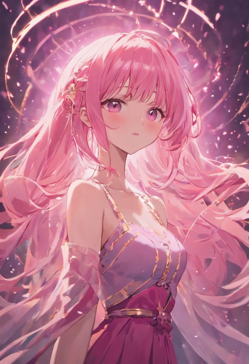 huge bust , Pink hair,Long hair,Single Side Rock Hairpin Blush Modern Cinematic Lighting,Ray tracing,Drop Shadow Wide Shot UHD,Textured skin,high details,Top quality 4K