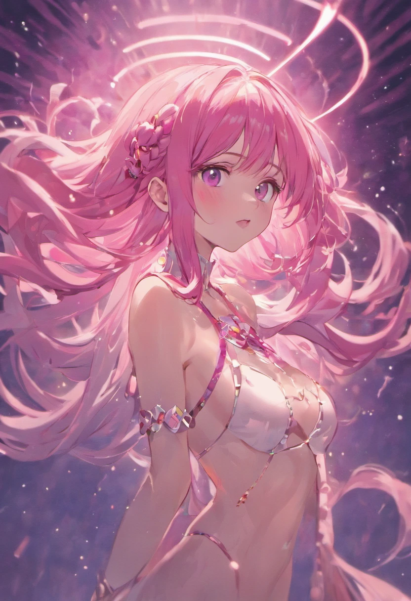 Colossal tits , Pink hair,Long hair,Single Side Rock Hairpin Blush Modern Cinematic Lighting,Ray tracing,Drop Shadow Wide Shot UHD,Textured skin,high details,Top quality 4K