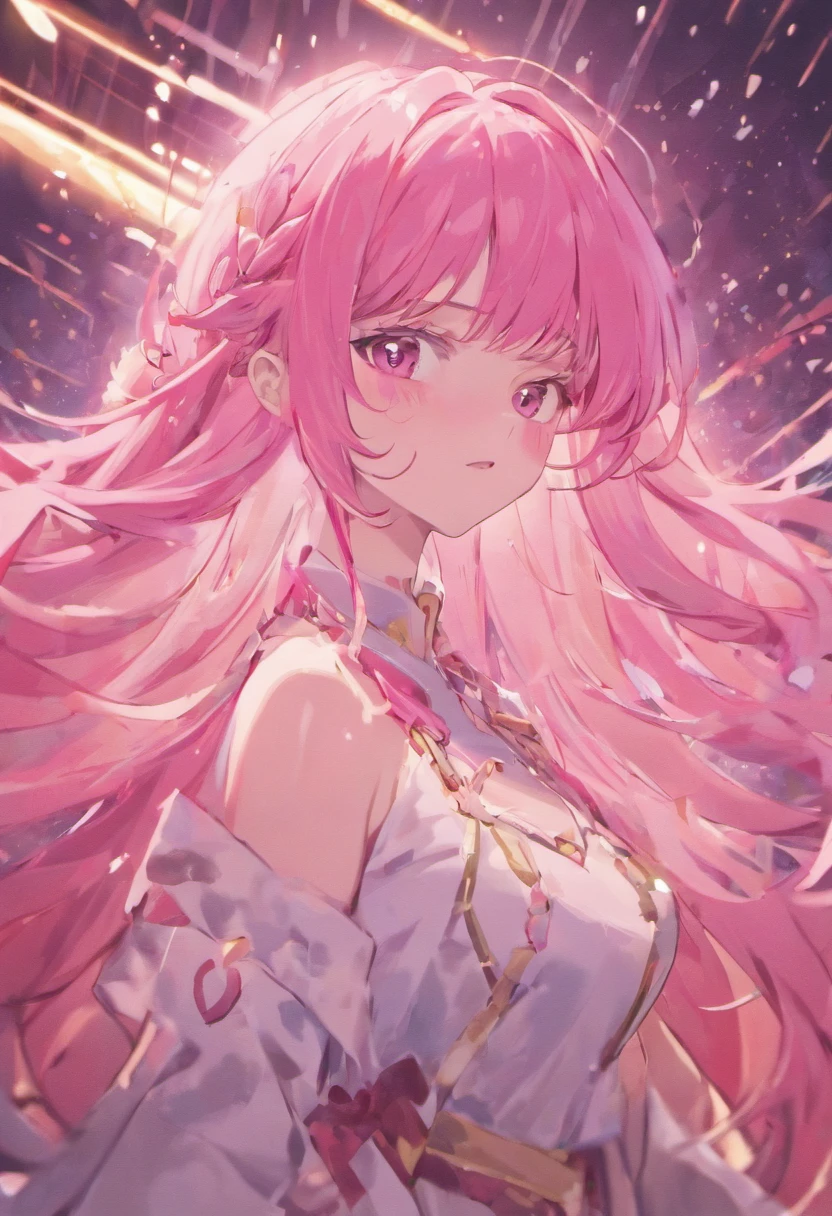 Colossal tits , Pink hair,Long hair,Single Side Rock Hairpin Blush Modern Cinematic Lighting,Ray tracing,Drop Shadow Wide Shot UHD,Textured skin,high details,Top quality 4K