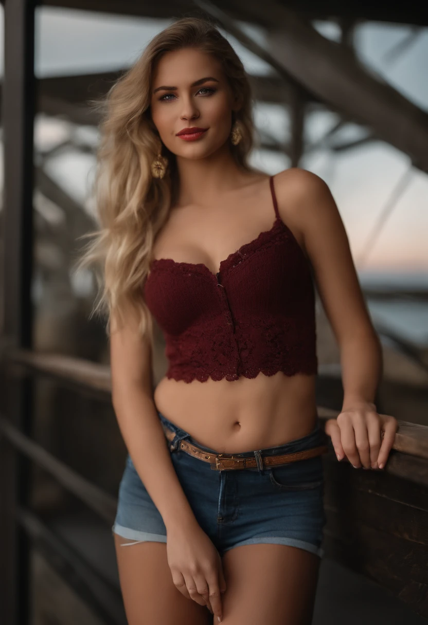 19 Year Old Pretty Woman, nur, Lange Haare, midsize boobs, Blick auf den Betrachter, blondes Haar, nackte Schultern, braune Augen, Schmuck, full entire body, Halskette, schulterfrei, pullover, lips, realistisch, Nase, Flirten mit der Kamera, Bikini, Poren, kurvig, detaillierte Haut, Poren, unretuschiert