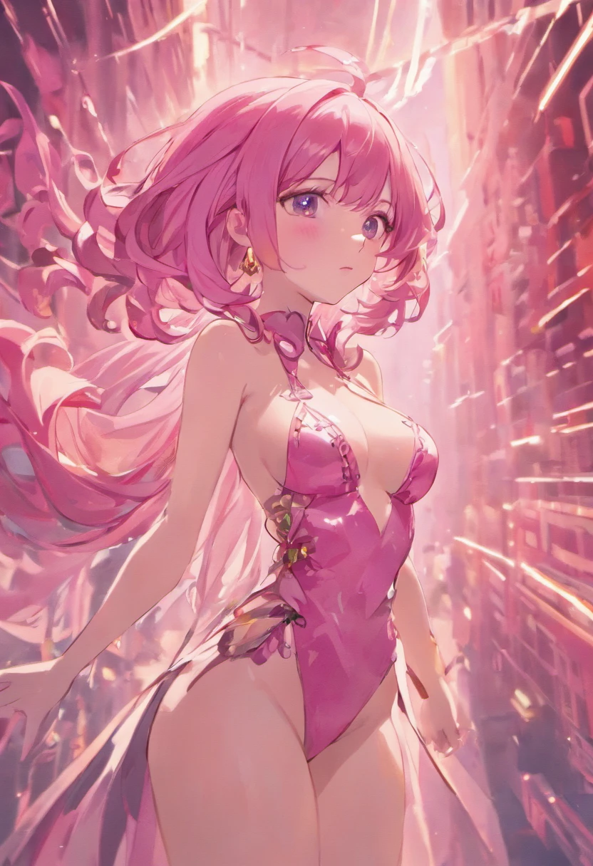 Colossal tits , Pink hair,Long hair,Single Side Rock Hairpin Blush Modern Cinematic Lighting,Ray tracing,Drop Shadow Wide Shot UHD,Textured skin,high details,Top quality 4K