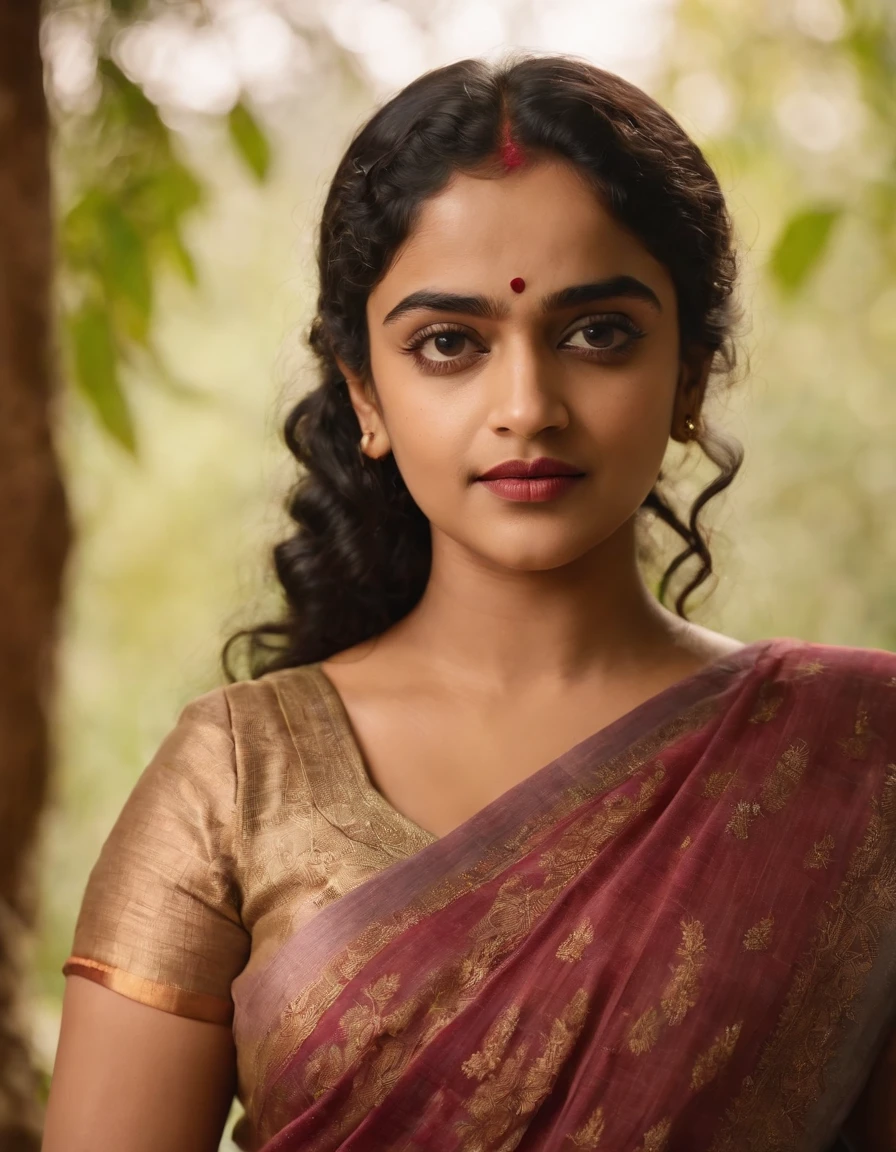 bug boobs, kerala girl, transparent onam saree, standing on your feet
