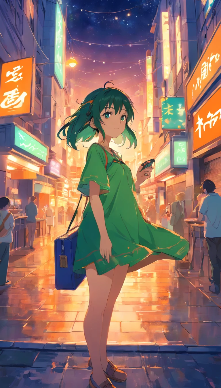 Twitch Gamer Woman streaming Night Elfe. vert et orange