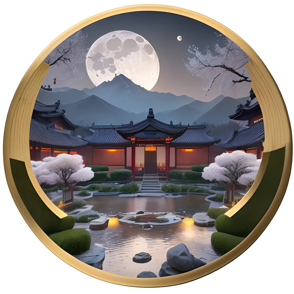 (Best quality,8K,A high resolution,Masterpiece:1.2),Ultra-detailed,(Realistic,Photorealistic,photo-realistic:1.37),Have a picnic in the moonlight,Outdoor night view,Bonding moments,Delicious mooncakes,(Bright full moon),,Playful lanterns,Enjoy the cool night breeze,Traditional Chinese pottery and porcelain,Decorate mooncake boxes,Warm tones,Soft lighting,Chinese knot,Beautifully decorated garden,(moon full),Tang dynasty costumes,Majestic mountains in the background,Willow trees sway in the wind,Traditional tea ceremony,Delicate floral decoration,Create a festive atmosphere，Ancient buildings，