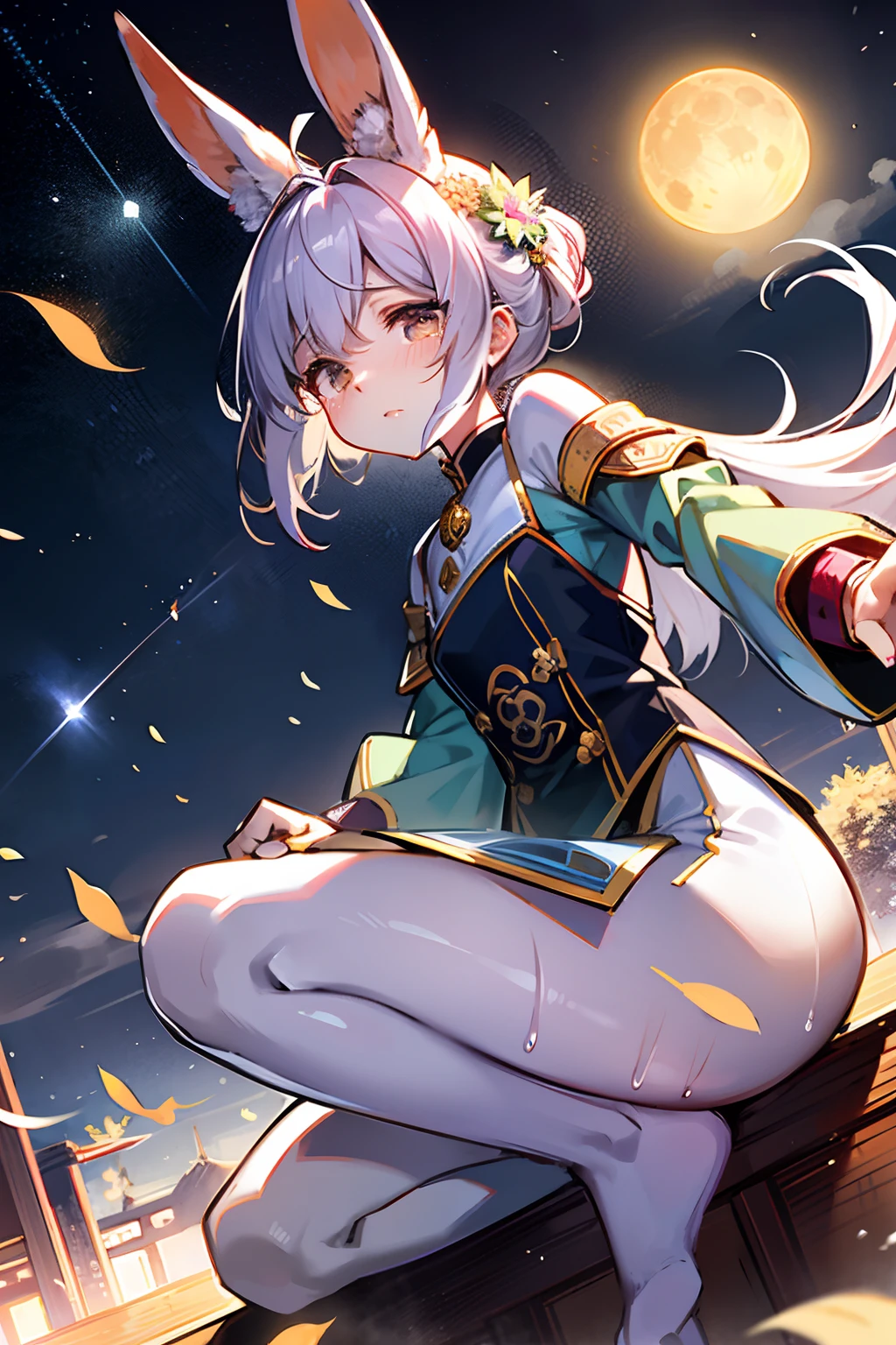 Solo,Mid-Autumn Festival ,Jade Rabbit Chang'e,jubilation,Moon cake,nigh sky,fine art photography,(Movie Angle: 1.2),(Best quality, Detailed details, Masterpiece, offcial art, movie light effect, 4K)Share the lyrics:
The moon is rising again and it's coming to an end today,Wishes are played, but words are stopped,Friday Night can't help crying, but you're still the same,The sound of running footsteps sounded if you want to change tomorrow,So then, then,Not yet,After another week of circling the night sky, the moon's profit and loss also flowed around,Looking at time is not ridiculous just like that,The moon rabbit swirls in the air You are equal to tomorrow,Don't lose to tomorrow, because you don't want to run away,So so,Start now,Target the distant moon and today's sky,It's going to the west, and it's out of reach,I can't convey it,Tears wet the stars And today's sky,Going over there, towards the night, "Stop crying.",Target the distant moon and today's sky,There are a lot of stars falling from the sky, and it's not a dream!This is not a dream。