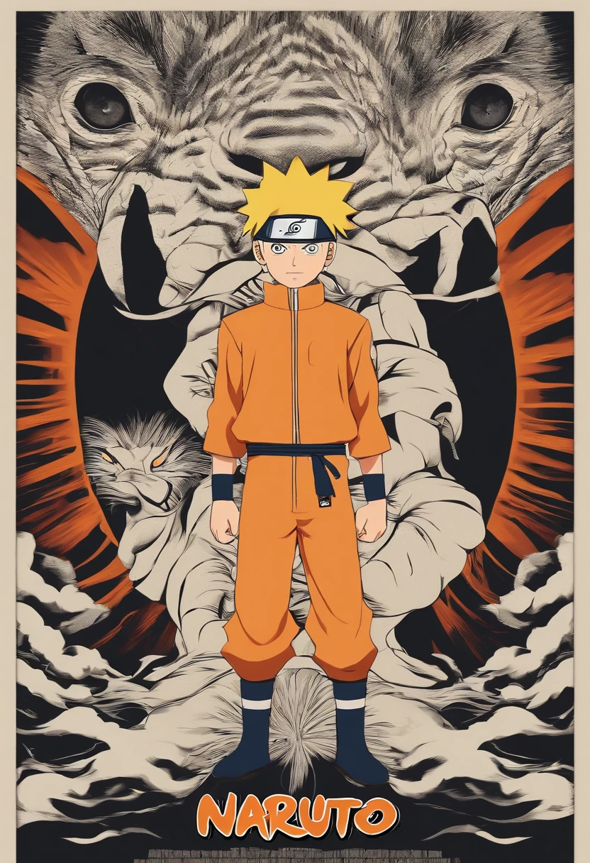 "Create a breathtaking movie poster inspired by Masashi Kishimoto's Naruto, showcasing the legendary Naruto Uzumaki in all his glory."