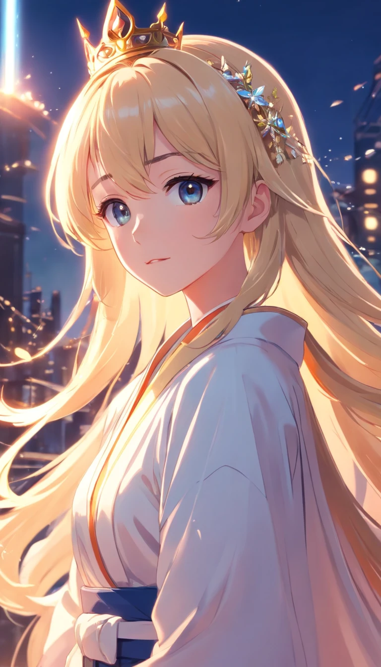 tmasterpiece,best qualtiy,cinematic Film still from,1girl queen, White skin of the, Perfect skin details, pretty eyes, long whitr hair, blond hairbl, shinny hair, Robe, tiara crown, divino