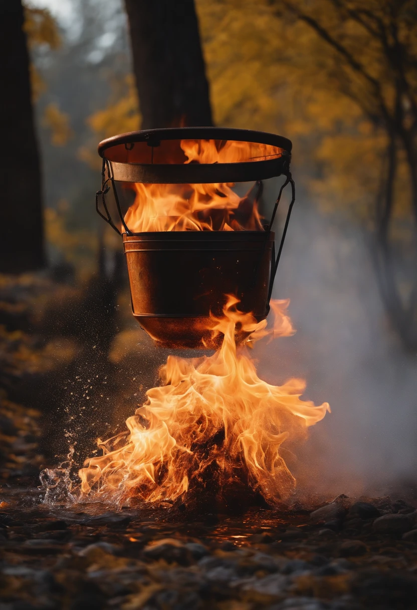 bucket throwing water on the fire