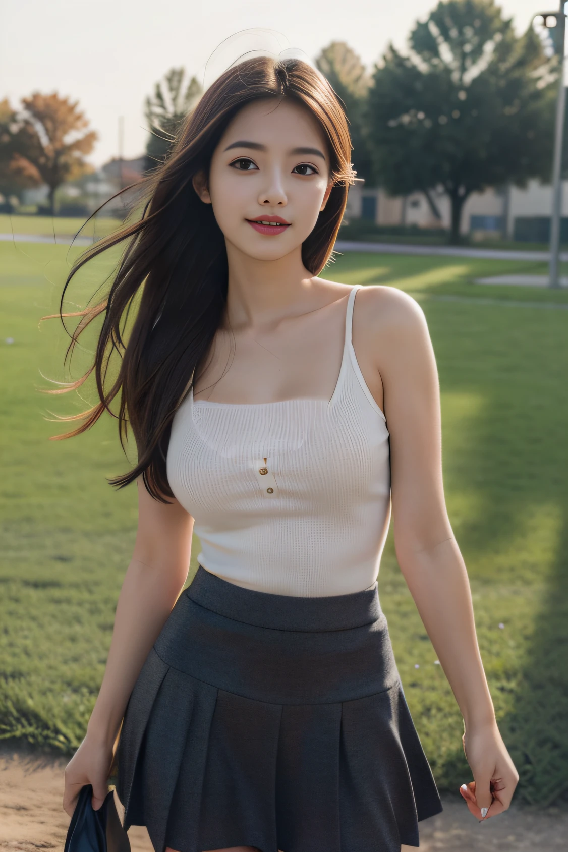 A beautiful 16-year-old Korean girl is taking a playful pose, lying on a bed in a garden. She is wearing a delicate, flowing skirt. She looks slightly seductive and confident with her mesmerizing eyes, luscious lips, and exceptionally detailed face. Her long eyelashes add to her overall charm. The scene is captured in a medium with a focus on photorealistic details and ultra-fine painting. The image quality is of the highest standard, with a resolution of 4K or 8K, making it a true masterpiece. The lighting is carefully set, providing studio lighting effects that enhance the realism of the image.
The atmosphere of the image is artistically captured in a portrait style, showcasing the girl's youthful beauty and innocence. The color palette is vibrant and vivid, emphasizing the natural beauty of the surroundings. The overall tone of the image is filled with warmth and tranquility.
Additionally, the image is accompanied by intricate details, such as the girl's dress fabric, which is made of a high-quality material that enhances the artistic value. The skirt gently flows around her, creating a sense of movement and grace. The contrasting black lingerie she wears beneath the skirt adds a touch of sensuality, as it reveals her clearly visible features.
This prompt aims to create a highly detailed and realistic image of a young girl in a peaceful garden setting. It captures her beauty, confidence, and innocence, while also incorporating artistic elements to enhance the overall visual experience.