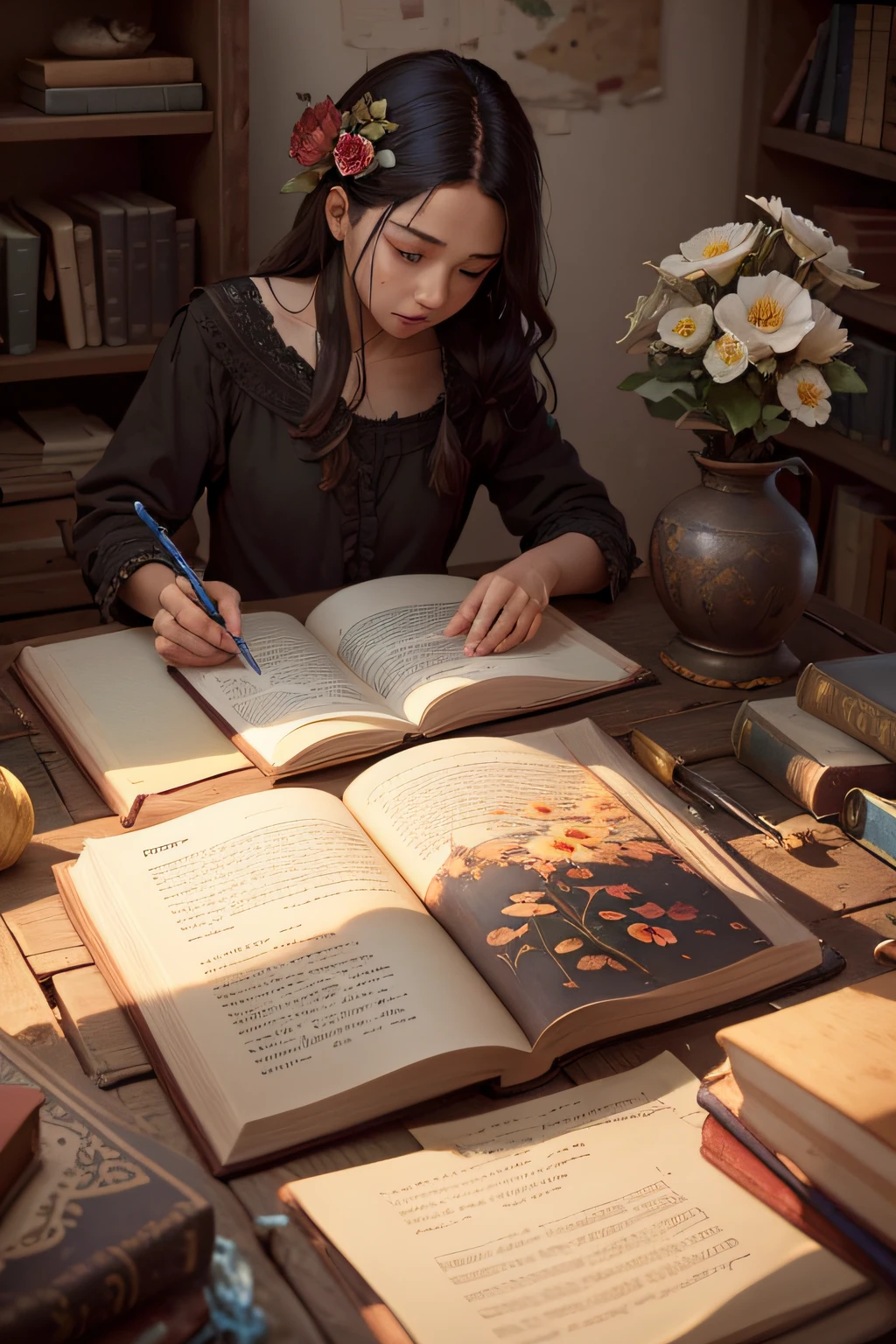 an art mentor, revives the wilted flower with care, and unlocks the book of forgotten dreams with determination