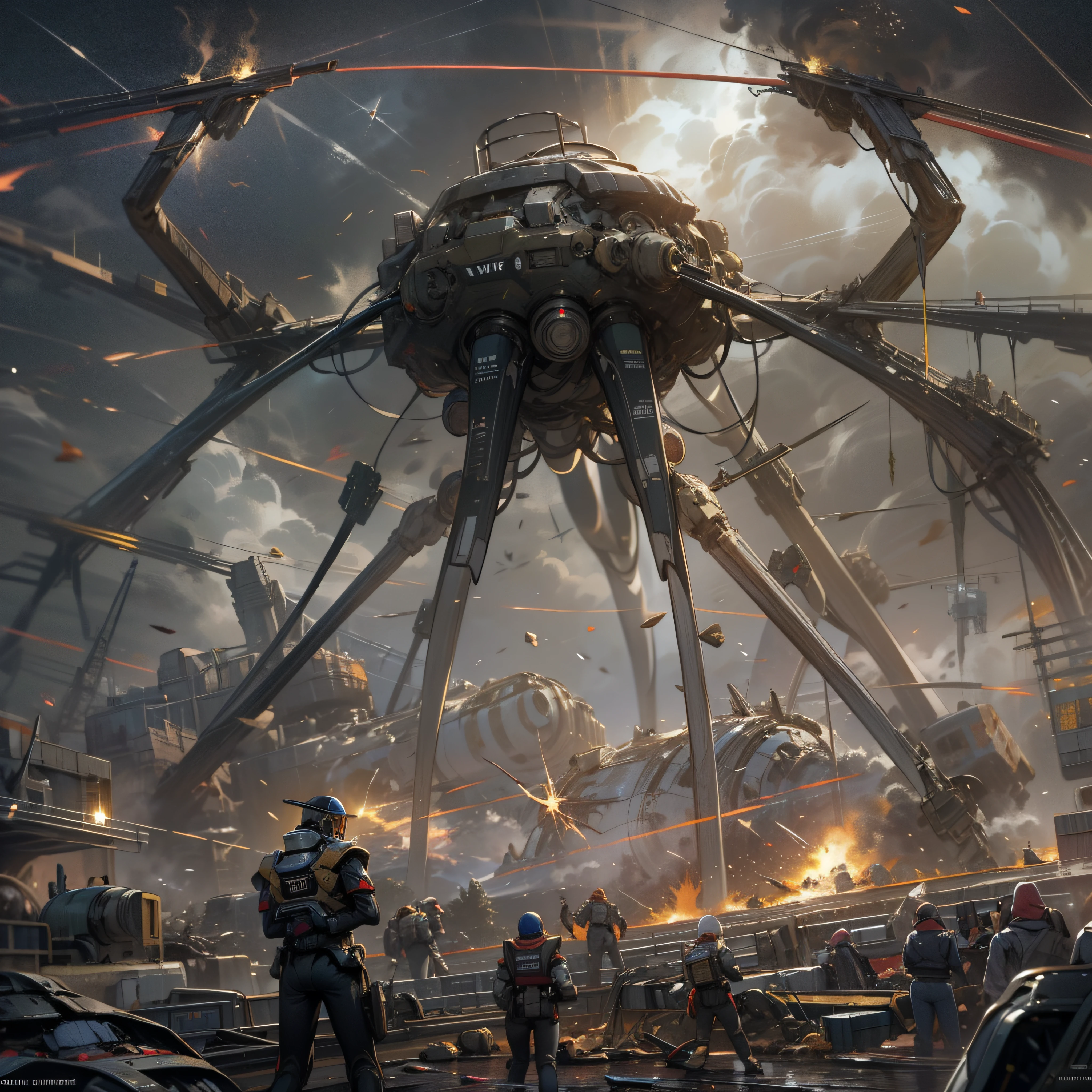 War of the Worlds，Countless fighters，Cockpit perspective，planetes，in fighting，close battle，Crisis，Nervousness，explosions，tragedy，droid，Masterpiece，high-detail，perfect-composition，the golden ratio，8K