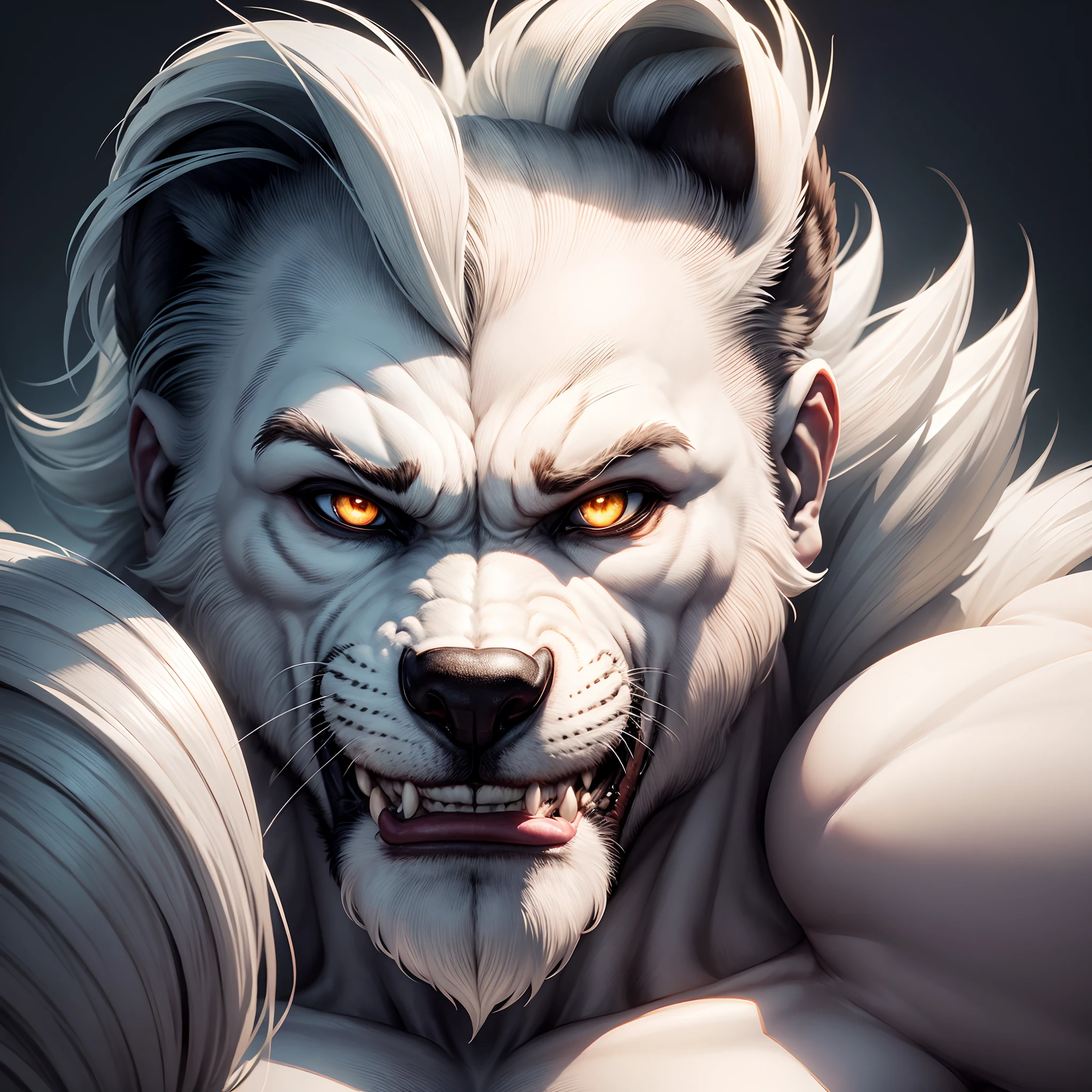 Lobo branco  com corpo humano  8k Full HD , foto retrato