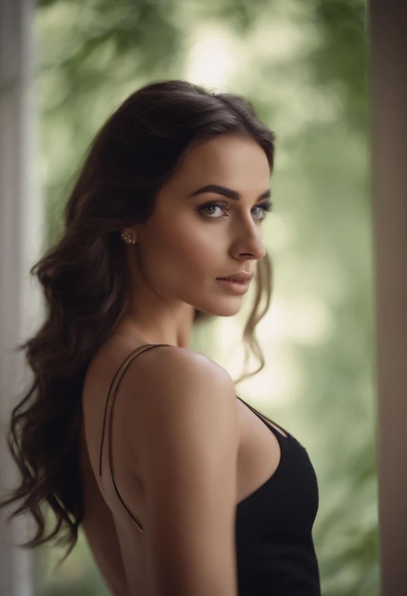 Alafed woman with white tank top and necklace, fille sexy aux yeux verts, Portrait Sophie Mudd, cheveux bruns et grands yeux, selfie of a young woman, Yeux de chambre, Violet Myers, sans maquillage, maquillage naturel, looking straight at camera, Visage avec Artgram, Maquillage subtil, De superbes photos du corps entier, Pierced green eyes, Bel angle, Pose engageante, fille mignonne, sexy pose, Full body photo, corps entier, Whole body photographed, brunette goddess, high details, Pose satisfaisante, soutien-gorge en cuir, Jupe en cuir jupe cuir
