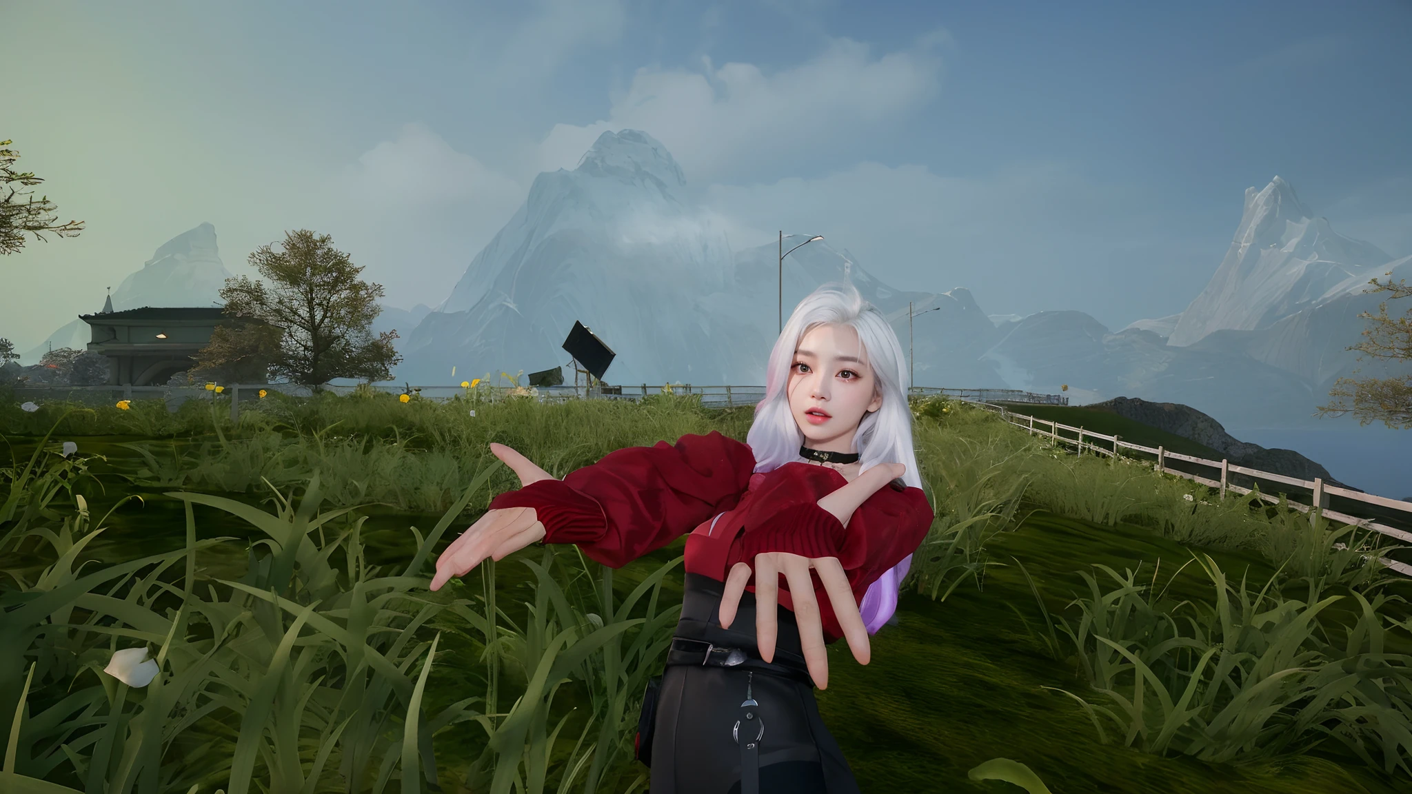 (Ultra Best quality, 8k, Masterpiece :1.3), (realistic, photorealistic: 1.37), (1girl), (Pretty woman in her 20s), (slim), (emphasizing slender abs :1.3), (Japanese), (long hair, korean hairstyle), (outdoors), (Ultra-detailed face), (Detailed eyes), (Double eyelids), (eyeshadow intensifying), (many eyelashes), (long legs), (professional lighting), (photon mapping), (radiosity), (looking directly at viewer) sweet smile