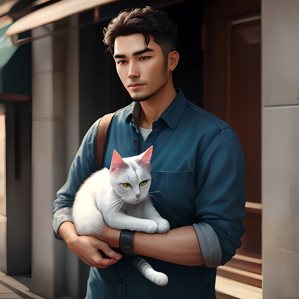 Man with cat