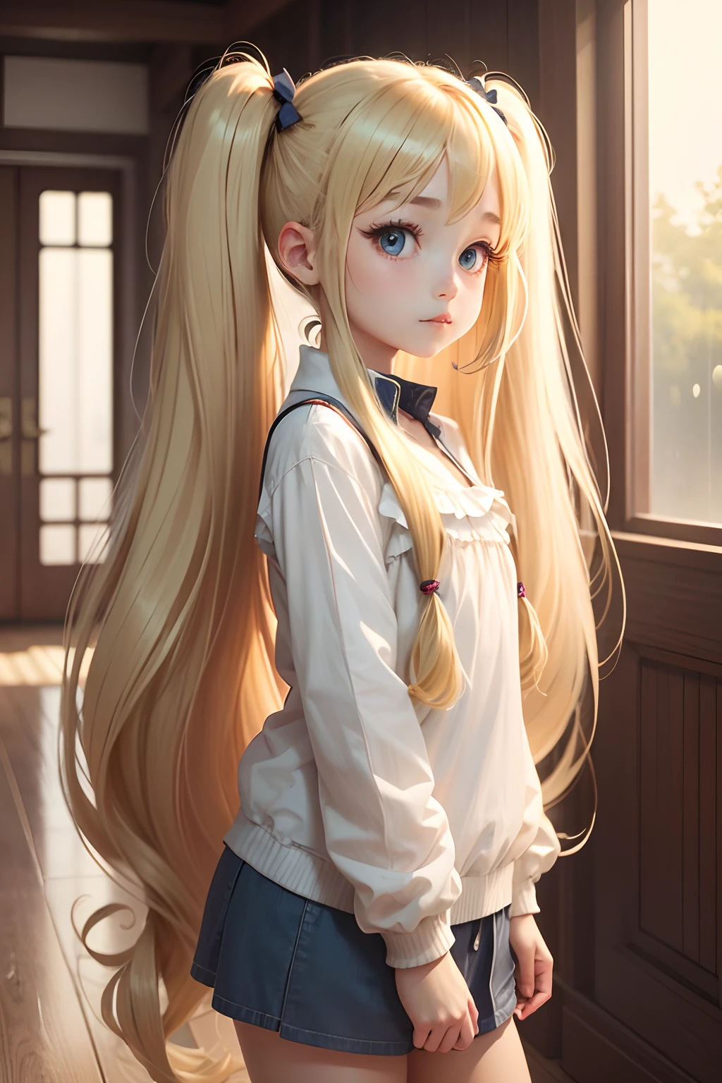 Nothing, Highest Quality,Petite girl with long hair blonde twin tails