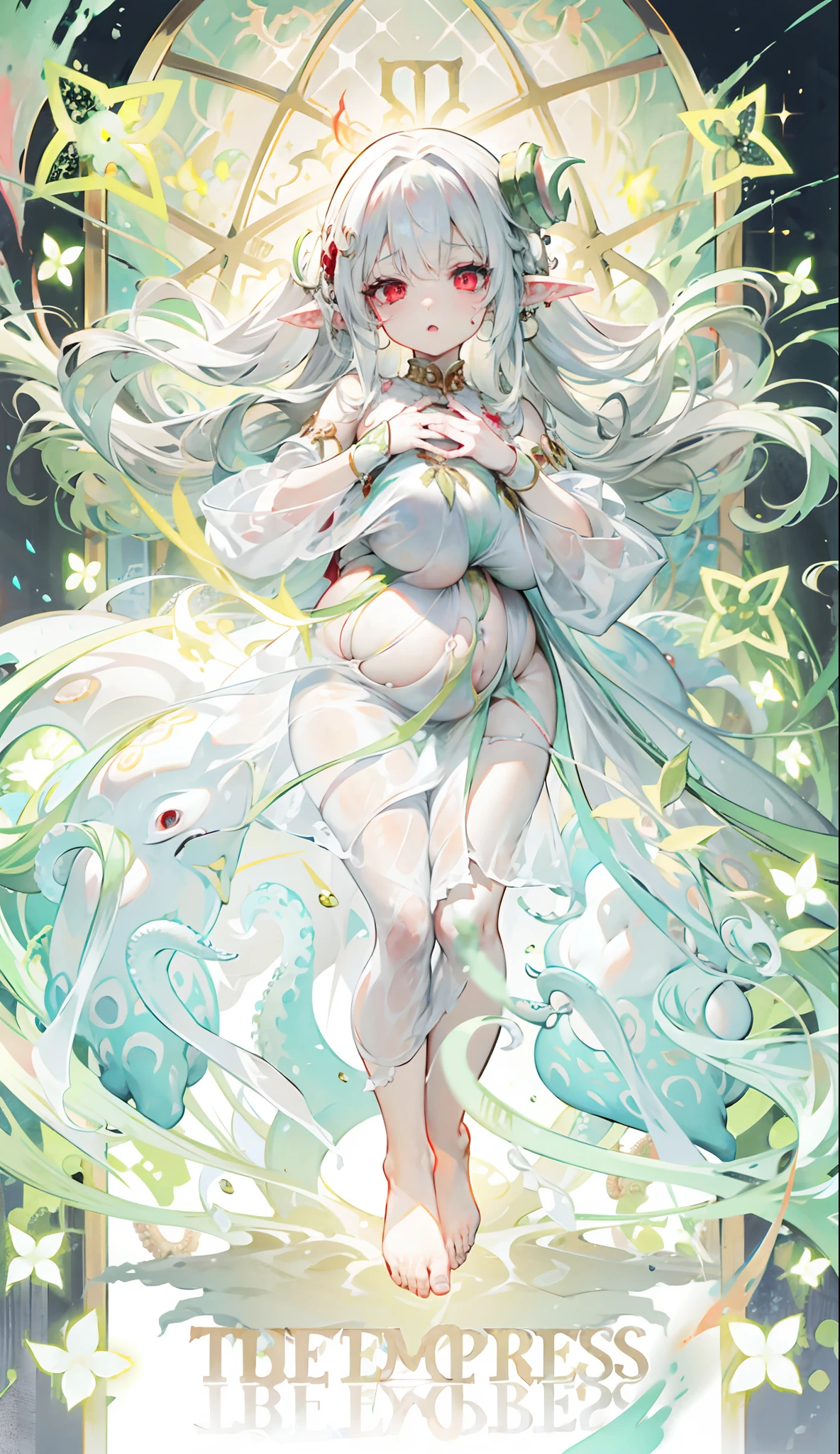 White hair, Red eyes, Long hair, , exposed , Messy clothes, Super big breasts, super gigantic breasts, Octopus infested, Medusa, Serpentine Demon Queen, Dry and cool, Pregnant belly, Long hair, Zombies vomit blood, many hands, multi leg, Leprechaun, large mouth, multi leg, Eight-legged octopus, Octopus Goblin, Urinary incontinence, Young girl zombie,Pregnant belly