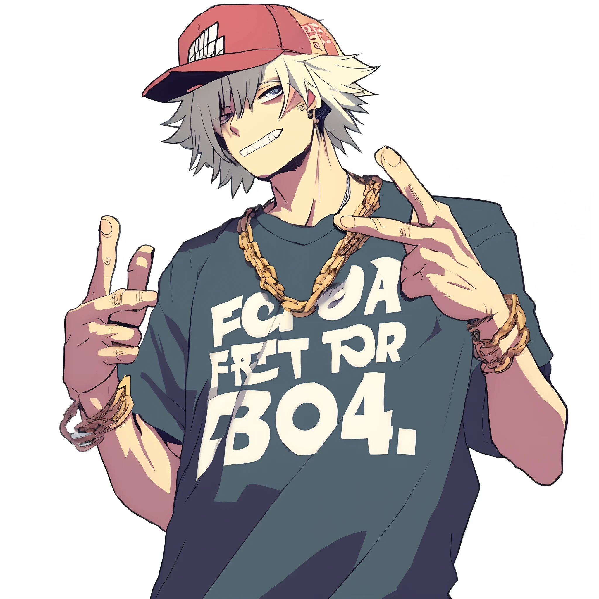 anime rapper with a shirt written "for all the dogs"