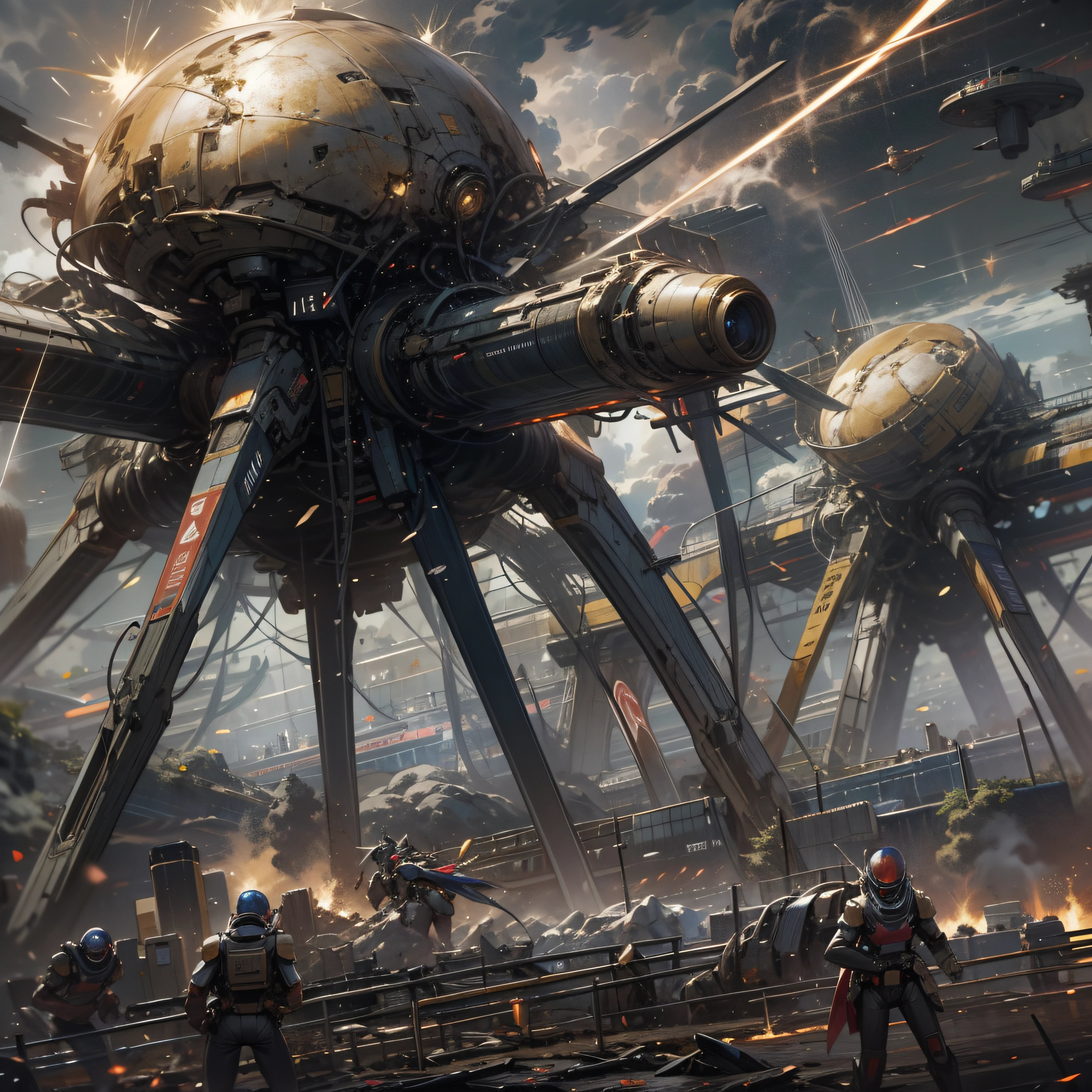 War of the Worlds,Countless fighters,Cockpit perspective,planetes,in fighting,close battle,Crisis,Nervousness,explosions,tragedy,droid,Masterpiece,high-detail,perfect-composition,the golden ratio,8K
