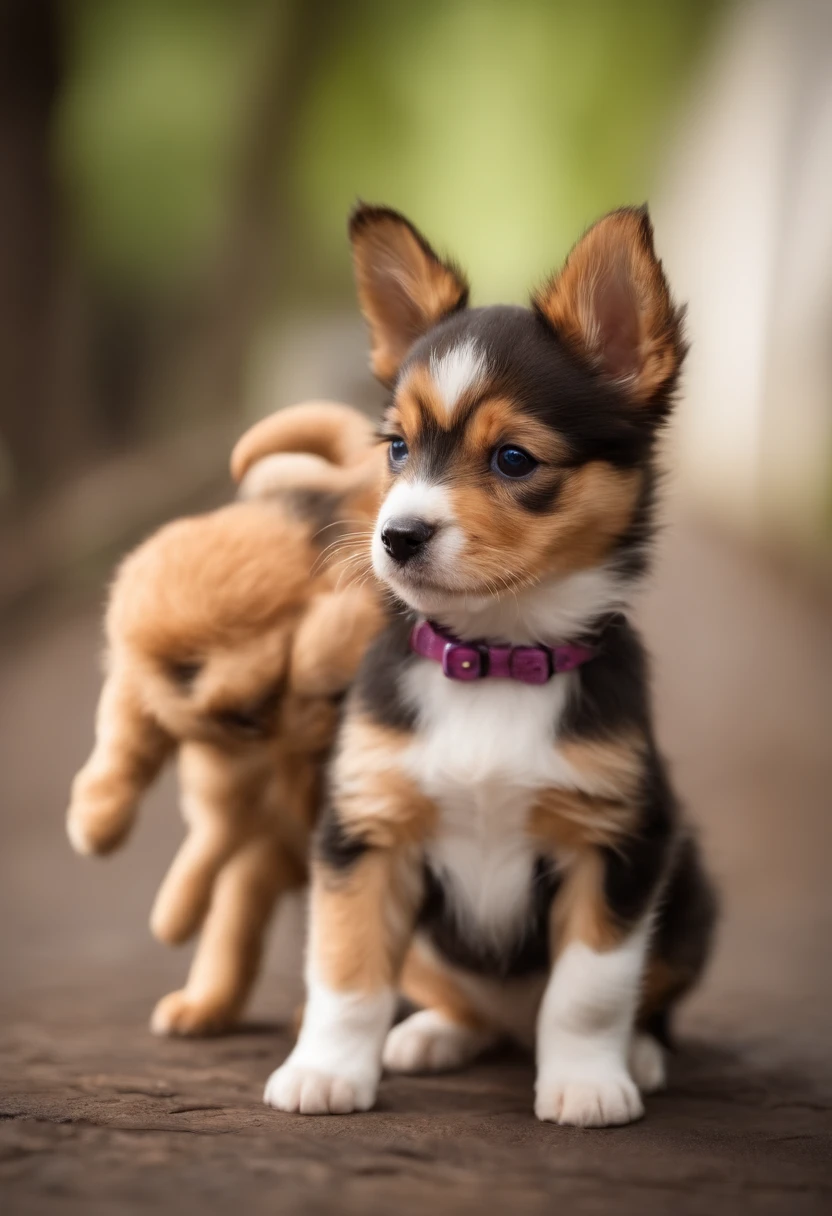 crie um imagem com um cachorro e um gato com corpos musculosos estilo chibi