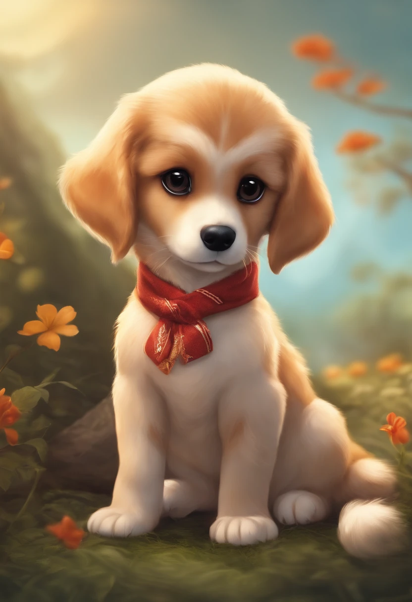 Ultra-detailed CG with puppy surrounded by ethereal roses, melhor qualidade, alta resolução, detalhes intrincados, fantasia e animais bonitos.