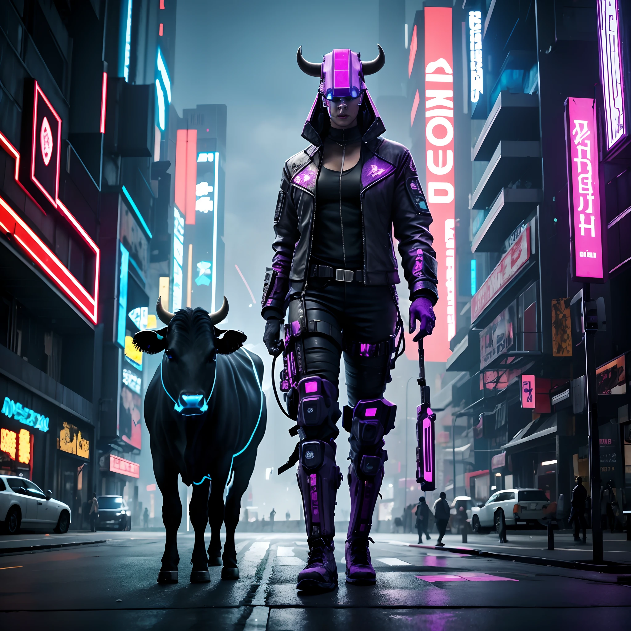 A cyberpunk cow
