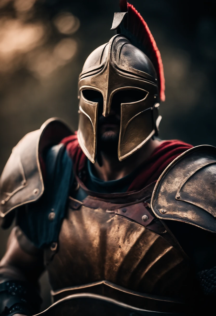 spartan warrior, fighting , bloody armor, epic, 8k
