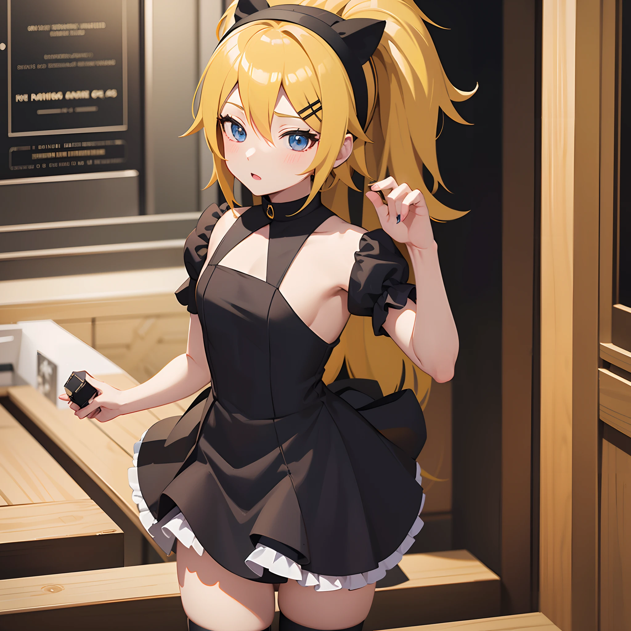 Kagamine rin , vocaloid , Nun , Loli en vestido, Chica anime con un vestido negro, seductora chica de anime, Lindo anime waifu en un bonito vestido, Render de una linda chica de anime 3D, Render fotorrealista de Anime Girl, Anime CG arte suave, Hecho con Anime Painter Studio, small curvy loli