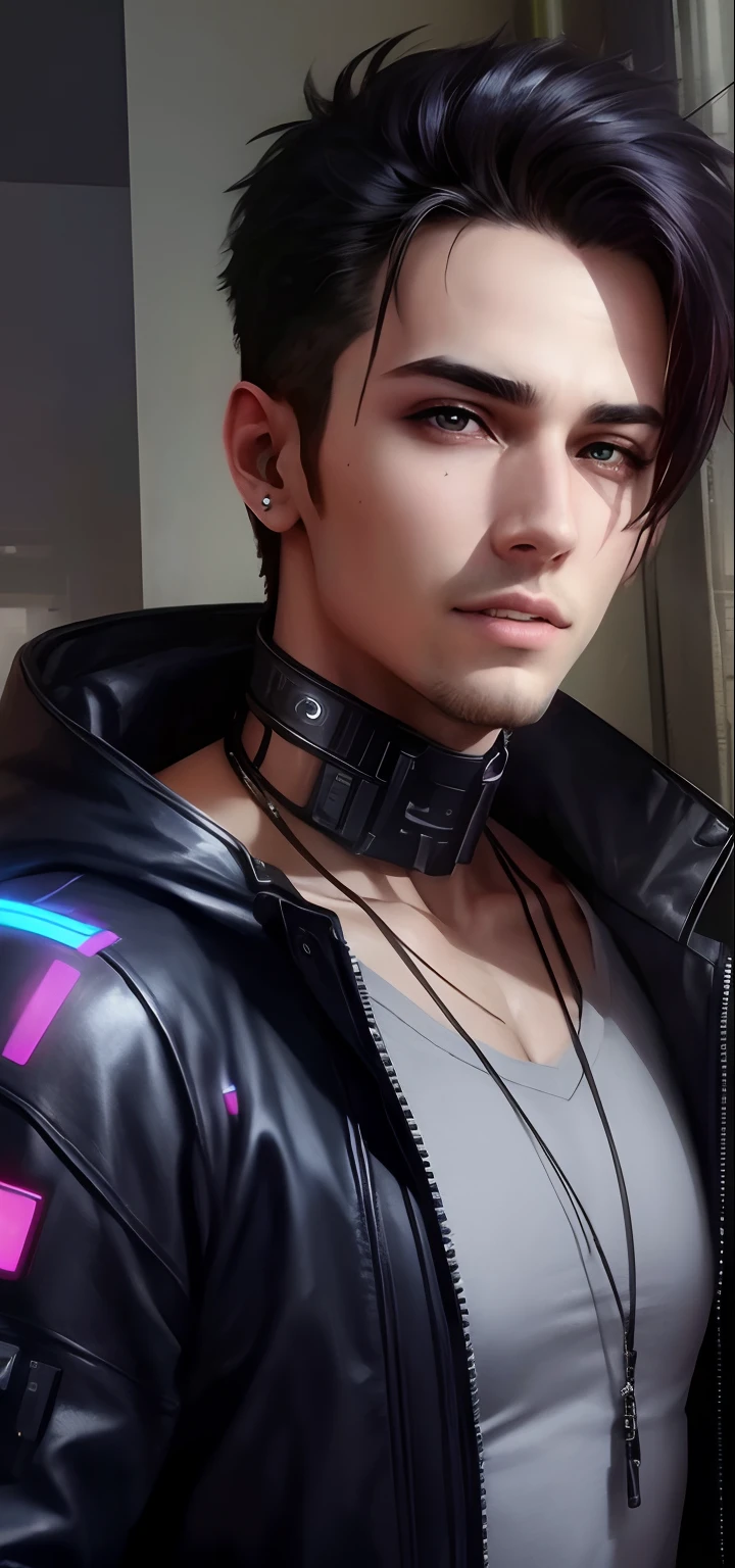 Change background cyberpunk handsome boy realistic face 8k ultra realistic