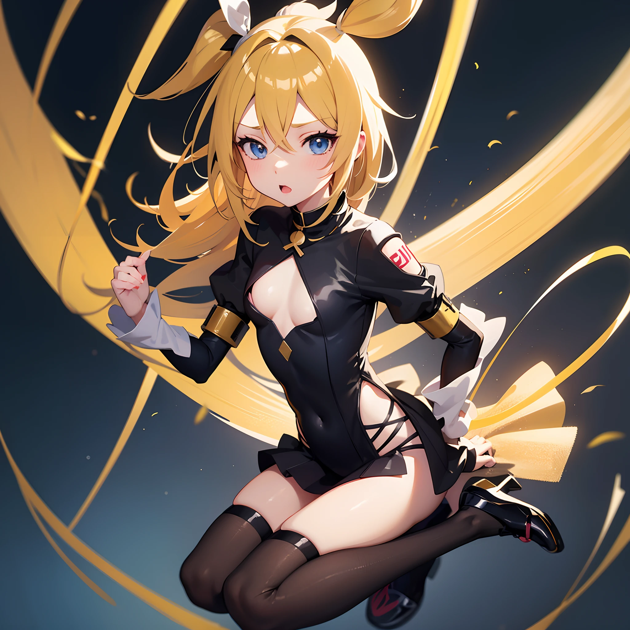 Kagamine rin , vocaloid , monja , en vestido de monja, Chica anime con un vestido negro, seductora chica de anime, Lindo anime waifu en un bonito vestido, Render de una linda chica de anime 3D, Render fotorrealista de Anime Girl, Anime CG arte suave, Hecho con Anime Painter Studio, small curvy loli