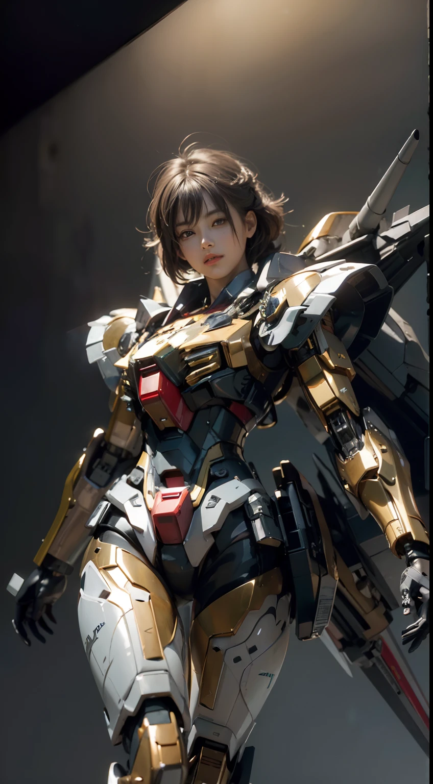 Textured skin, Super Detail, high details, High quality, Best Quality, hight resolution, 1080p, Gorgeous beauty、Girl with Beautiful Mecha Body、(Gundam) Girl with robot body、(Tachie)