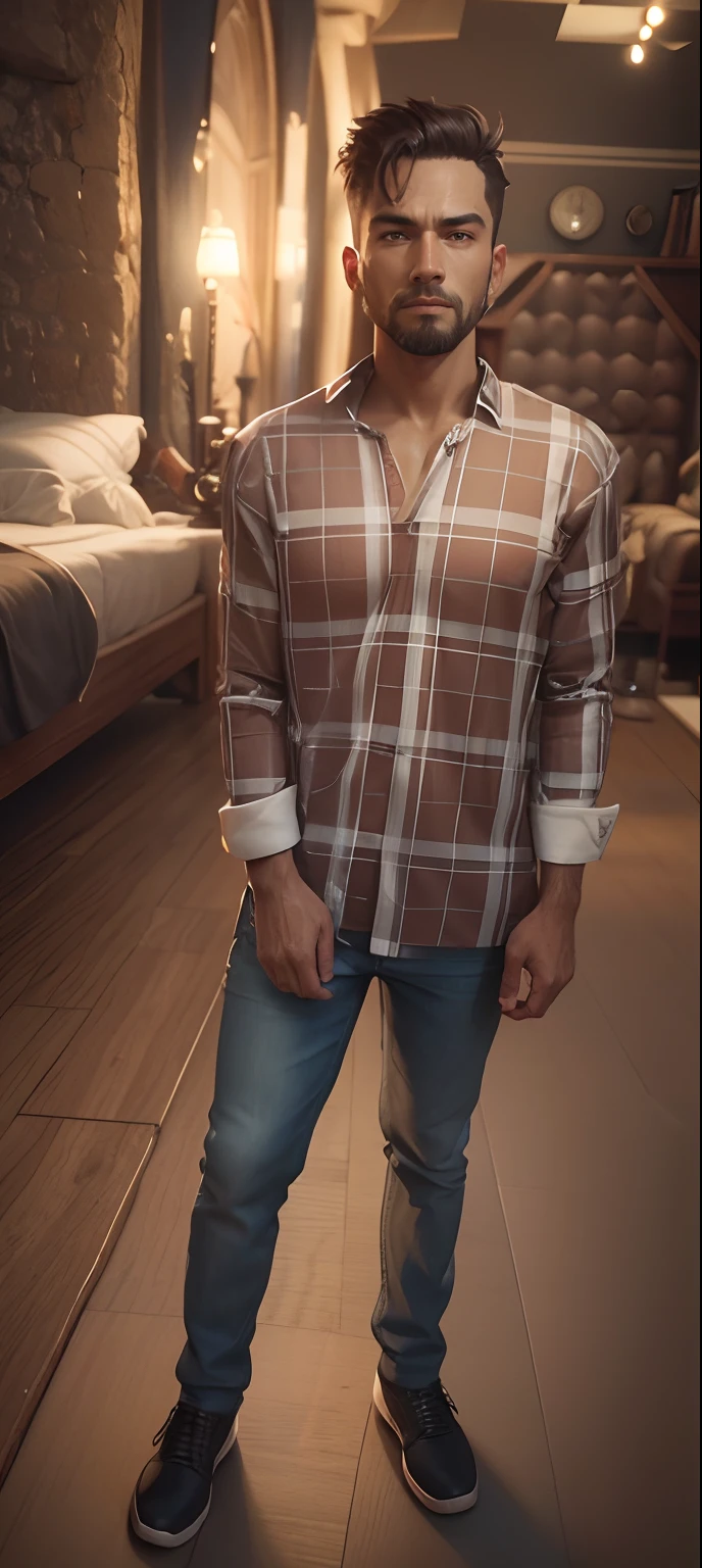 Change 3D background,realistic handsome body,