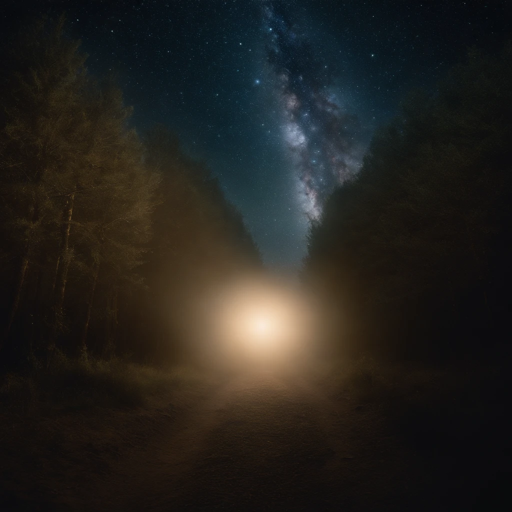 A large sparkling galaxy. Beautiful, like diamonds in the sky, view from earth, in a clear night, covered in a fine lair of fog