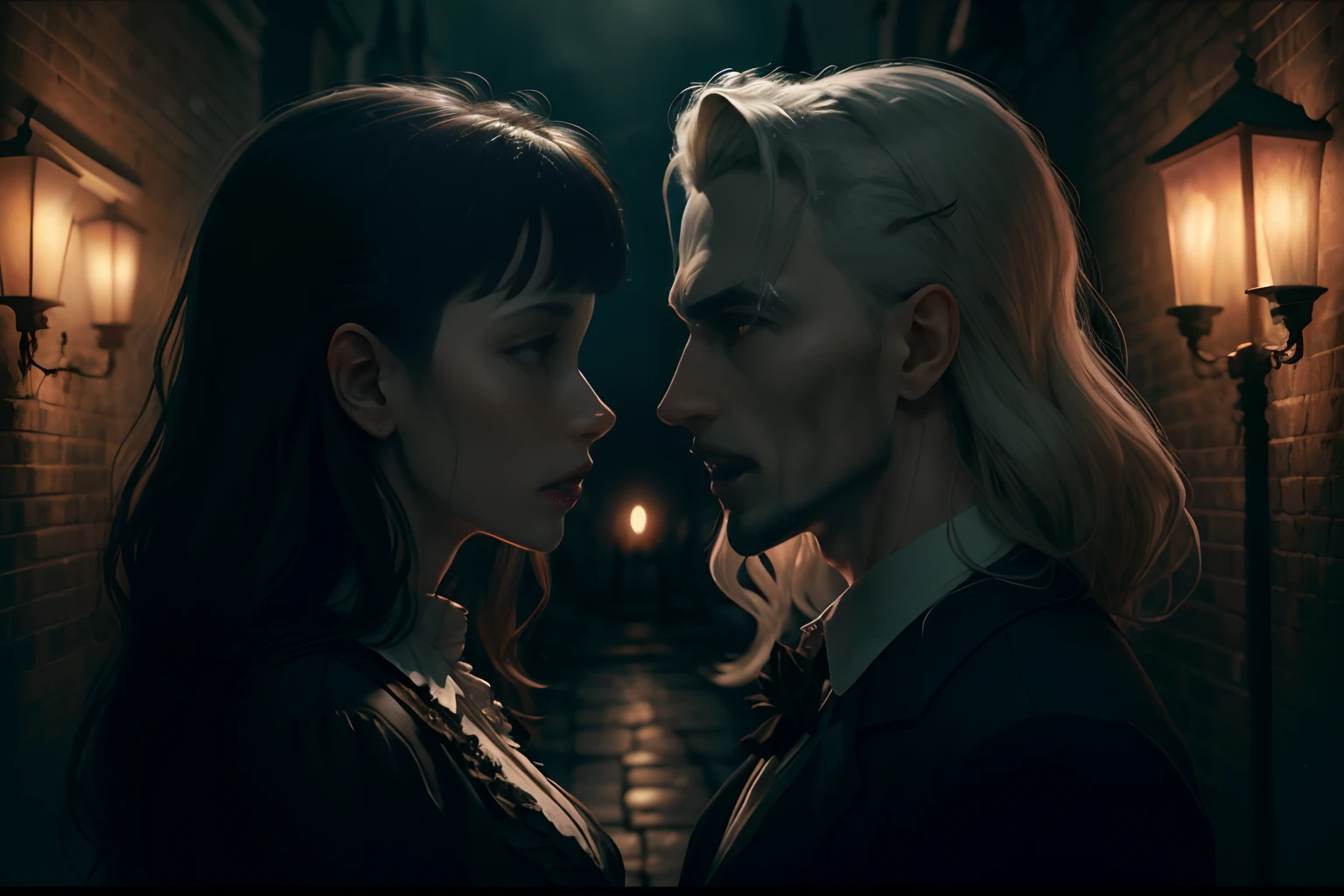 Dracula symmetry, production still, dark horror, soft lighting, cinematic, [Color]-core, 35 mm, panavision, visible film grain, highly detailed