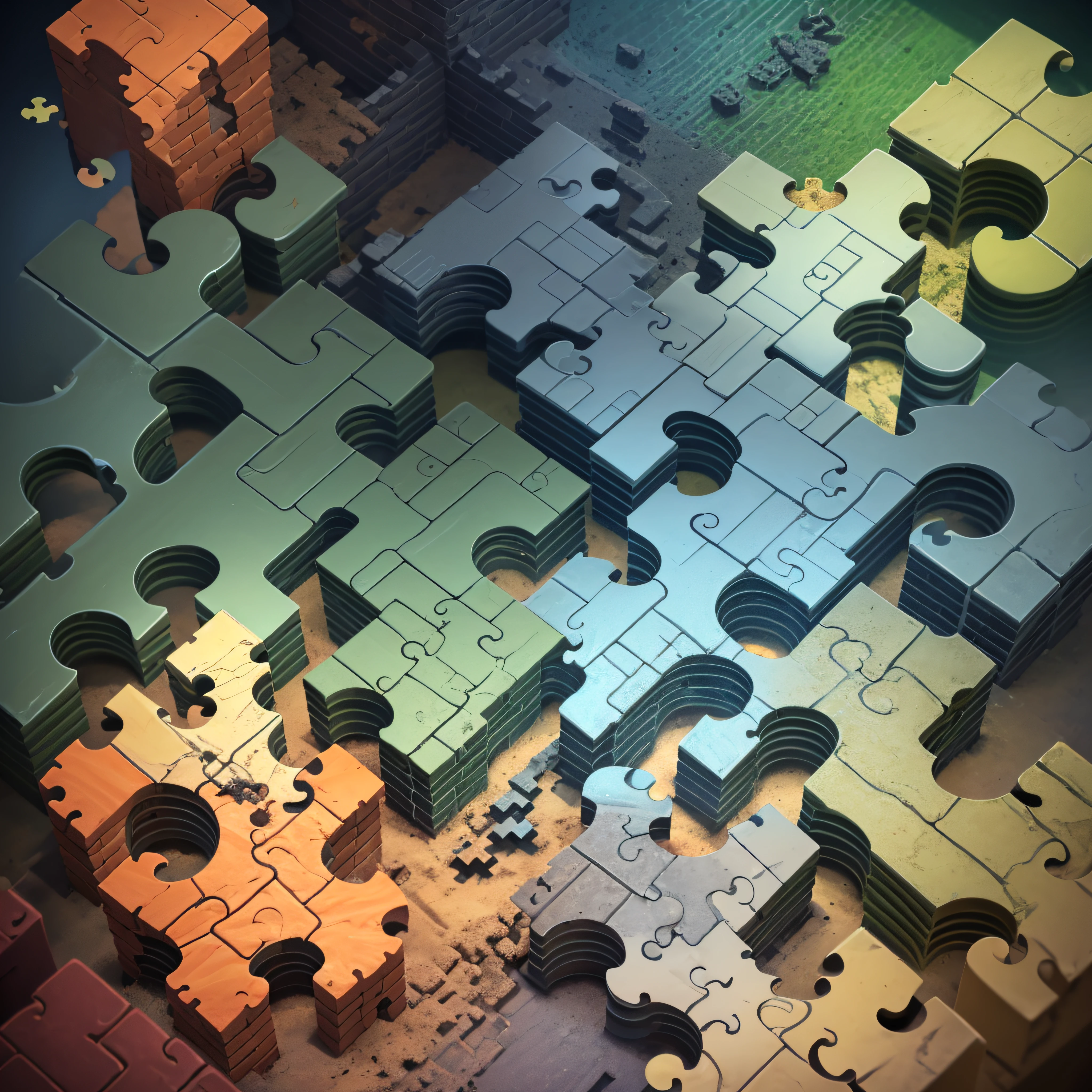Create an image of a foundation being laid out of puzzle pieces, suggesting that reliable information is the building block of understanding complex topics. --auto --s2