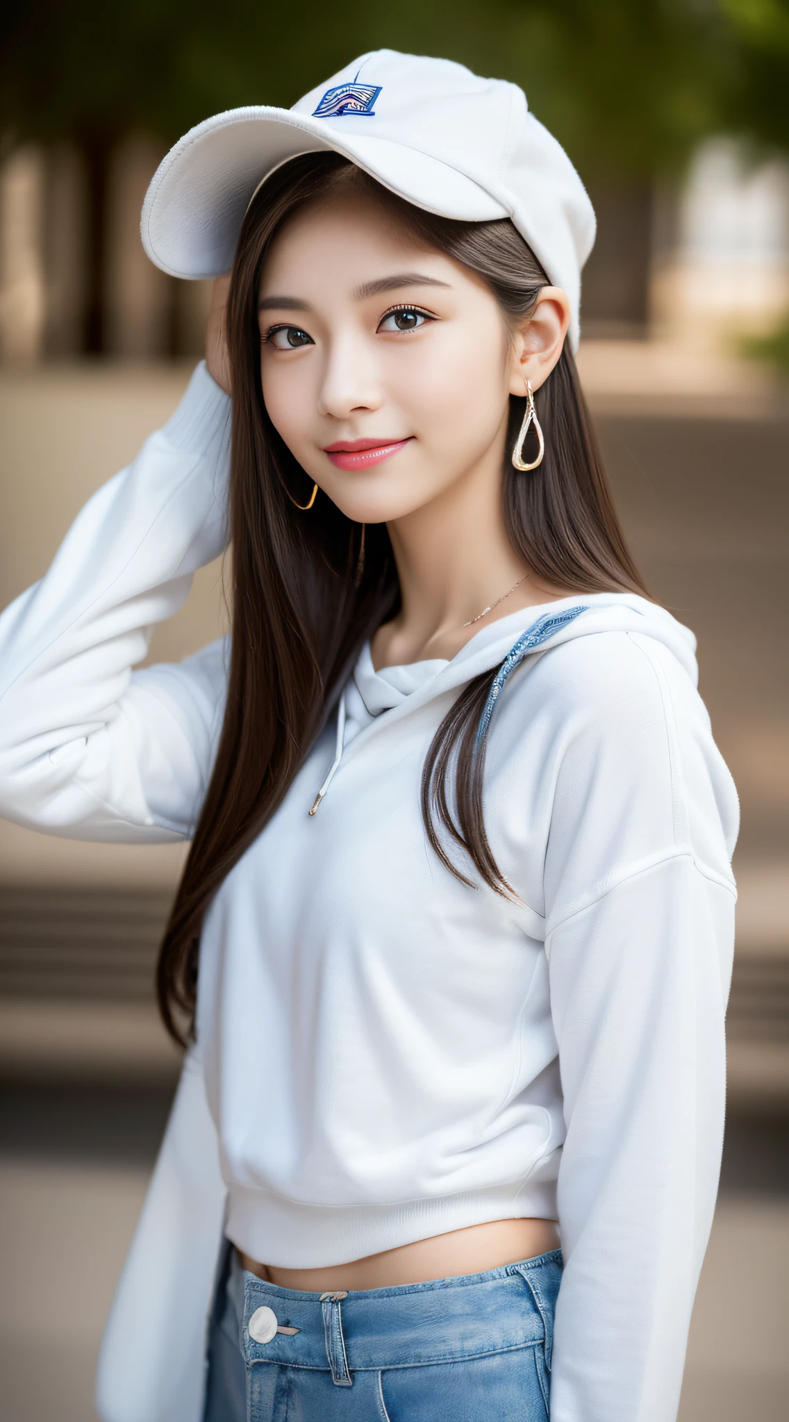 (((32K,very high res, high detailing, highly accurate,Masterpiece Girl 1))),Raw photo & realistic atmosphere,beautiful dark blue eyes,Detailed mouth,Glossy lips,Detailed eyebrows,Soft white skin that shines with every detail,,Eyes drawn in detail、Very beautiful eyes with azure eyes,Detailed lips、Very beautiful face,Very well-formed face、Lifelike face,shiny beautiful lips,Beautiful eyebrows,Infinite reality,Best design,(Insanely cute active and aggressive Japan 16 year old girl,,Toned body,Perfect High School Girl Gal Leader Model,Beautifully shaped breasts,Very cute and fun beautiful girl,Little Girl:1.5),Best Natural Makeup,Japanese ido,Korean Idols,Young sensual idol,Moist eyes,Dark beautiful eyes,Beautiful butt,beauty legs,,camel's foot,:1.3),超A high resolution、,Natural and realistic face,Back lighting,Pure eyes are too cute,(((photorealisim,Photograph the whole body))),,Reality Live Action,(simple earrings,a necklace,Glossy nail art,Blue sweat hoodie and wide cargo pants and white sneakers,Boys Fashion,knit hat,独奏,Lori,Smile faintly,full body Esbian:1.7),(Show full-body fashion,casual15Young schoolgirl in Japan,Blonde Shorthair:1.8)