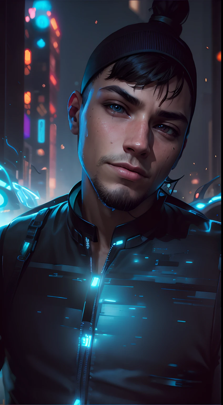 Cyberpunk ultra realistic boy portrait.