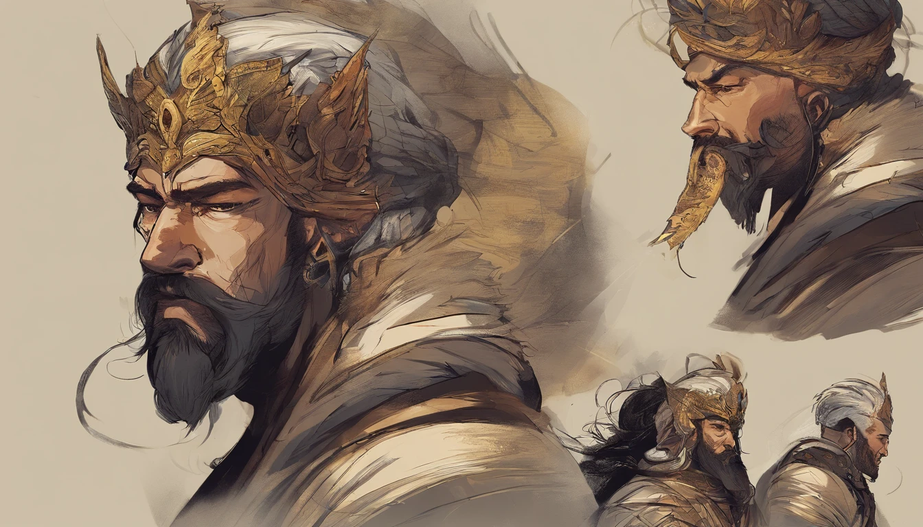 A king with an expression of fury, ele tem cabelos e barbas castanhos. aparenta ter 50 anos. veste de rei. ambiente medieval. Phoco from the waist up. cinematic picture. rosto detalhado. hiper realismo.